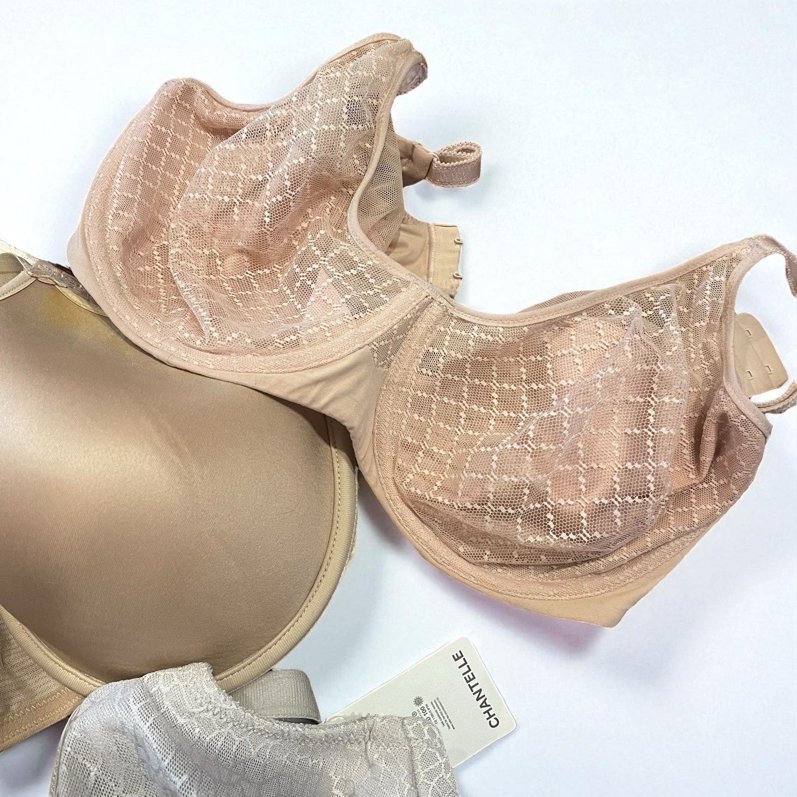 Chantelle Bra Bundle Set of 4 Nude Demi Underwire Brad Lot - Size 34DDD 36 DD