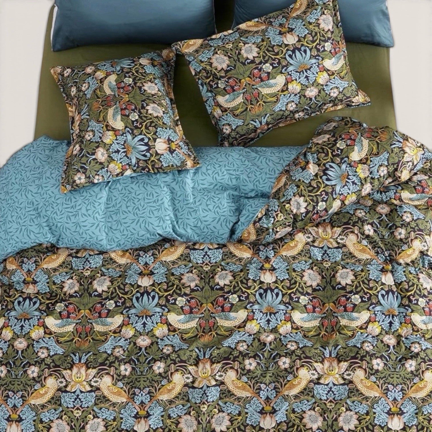 NEW Anthropologie Multicolor Bird Boho Print Queen King Bedding Duvet & Sham Set