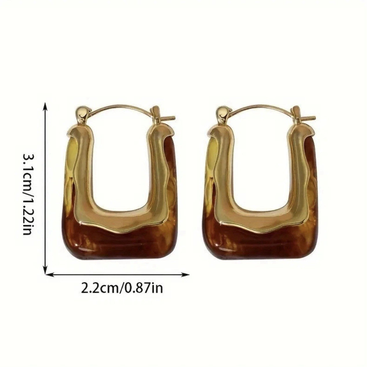 NEW Anthropologie White Resin & Gold Plated Chunky Hoop Dangle Earrings Jewelry