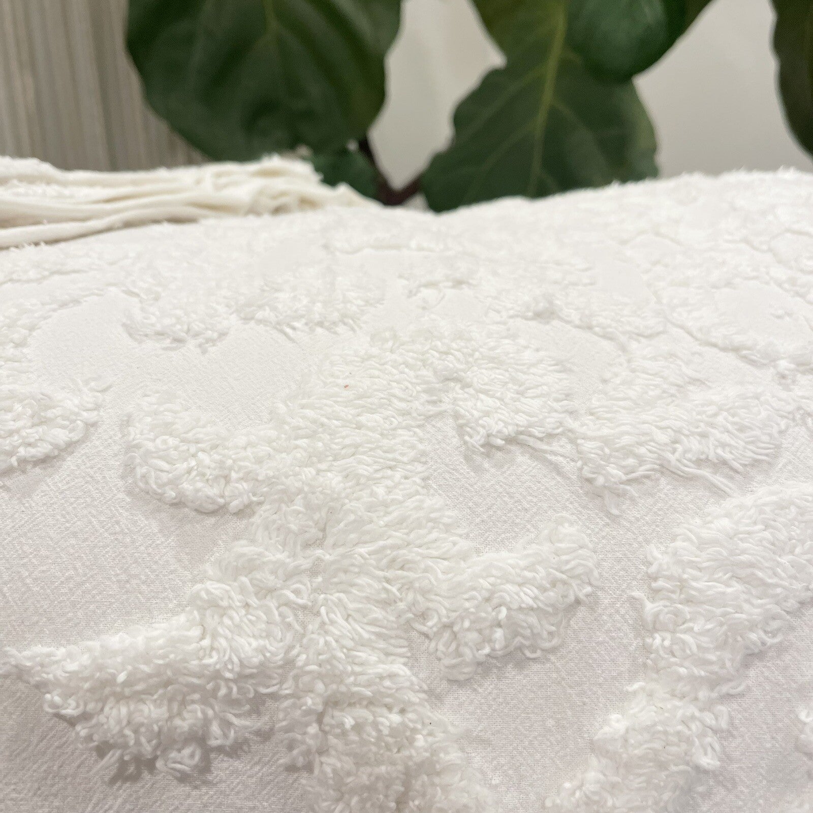 NEW Anthropologie White King Chenille Damask Comforter Bedding Blanket Sham Set