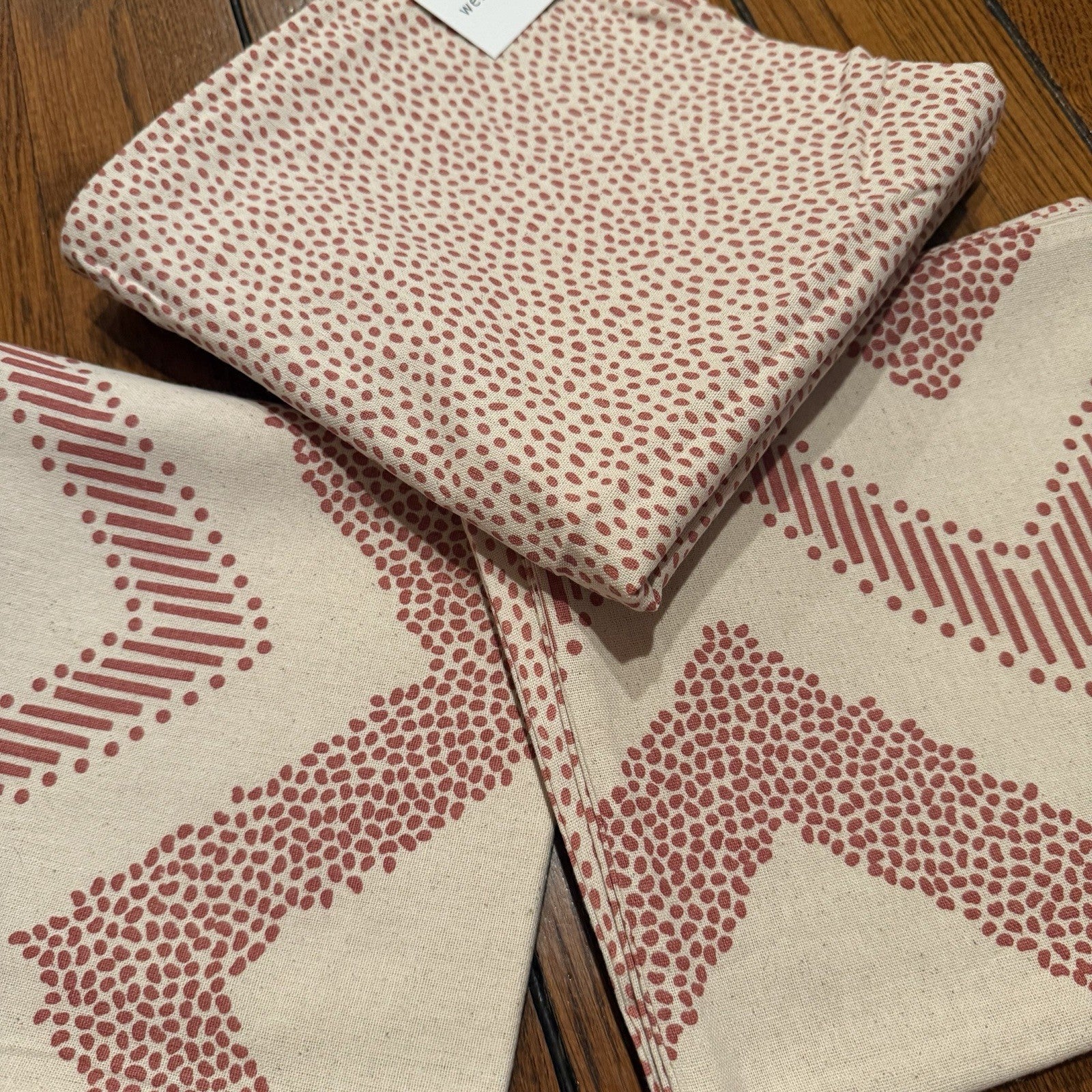 NEW West Elm (Set 6) Rose Red Geometric Boho Throw Pillow Cover Shams 20" x 20"