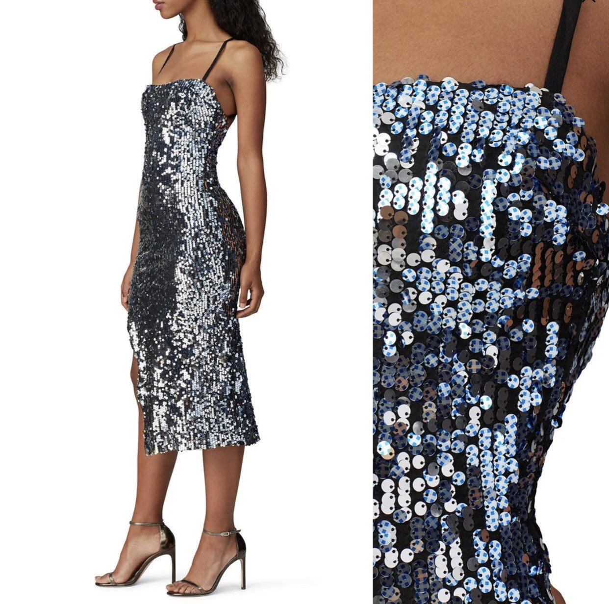 Free People / Cosmopolitan DTP Blue Sequin Party Cocktail Dress - Size Medium