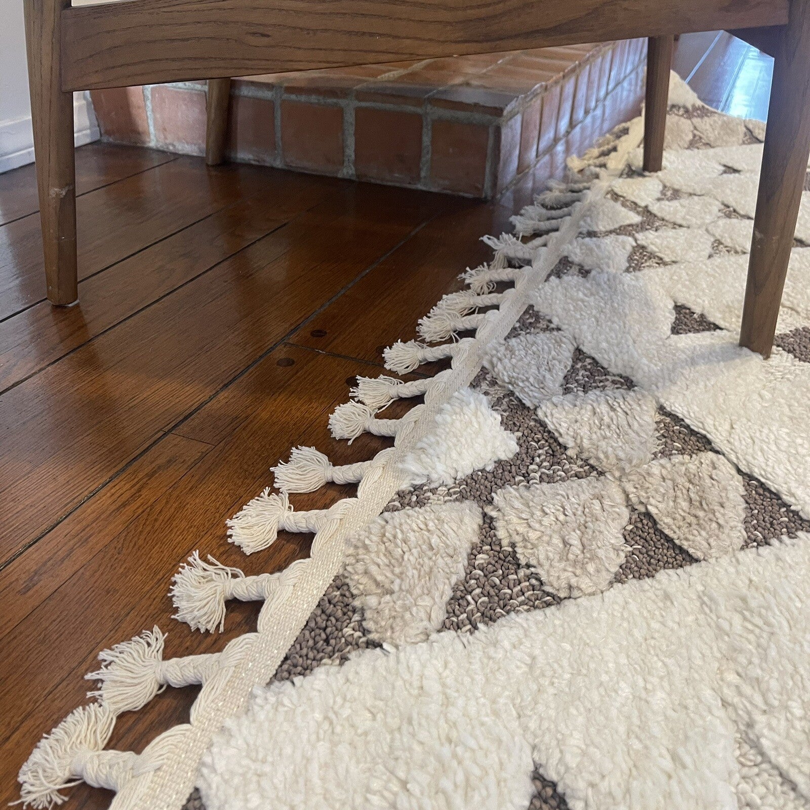 NEW XL White Boho Tassel Geometric Shag Area Rug Carpet 5' x 7.5'
