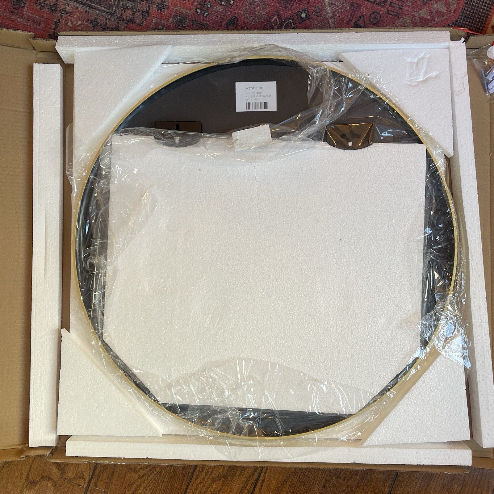 NEW West Elm Gold Circle Round Metal Framed Boho Wall Entry Mirror - 30" x 30"
