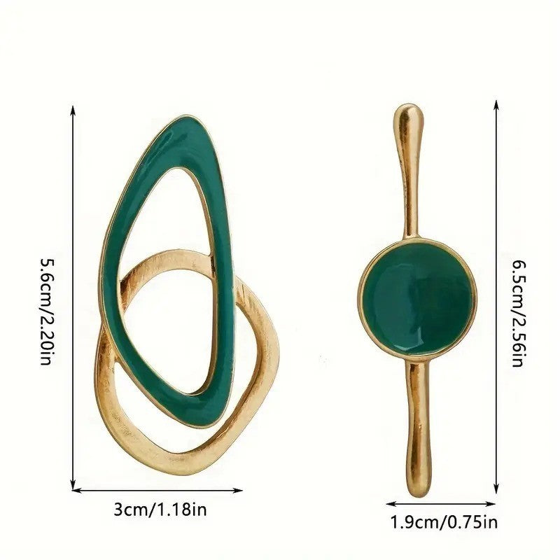 NEW Anthropologie Green Ceramic & Gold Plated Boho Mismatched Earrings Jewelry