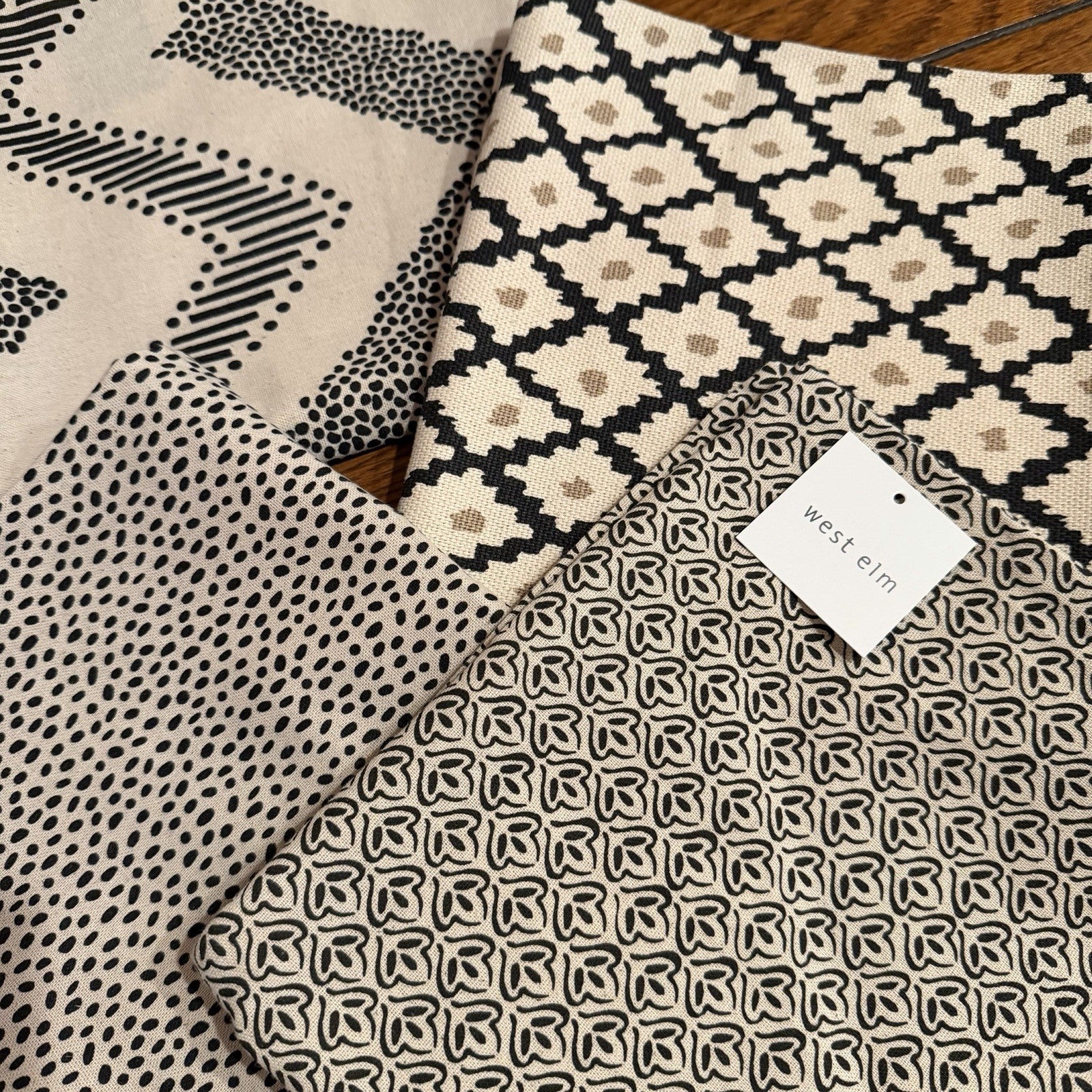 NEW West Elm (Set of 4) Black & White Boho Throw Pillow Cover Case Shams 20 x 20
