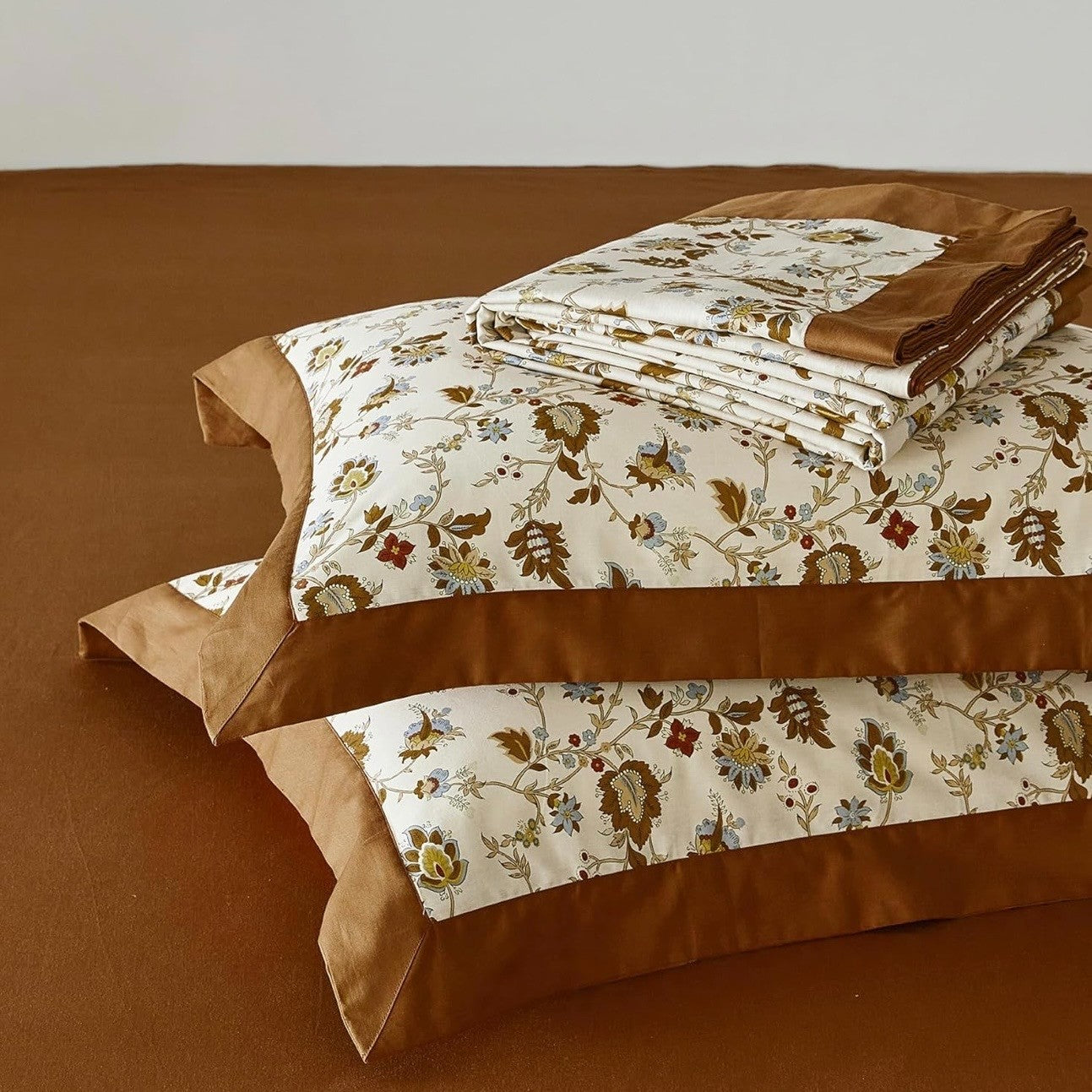 NEW Anthro Burnt Orange Vintage Queen / King Cotton Bedding Duvet & Sham Set