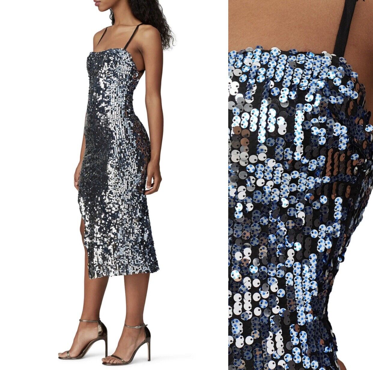Free People / Cosmopolitan DTP Blue Sequin Party Cocktail Dress - Size Medium