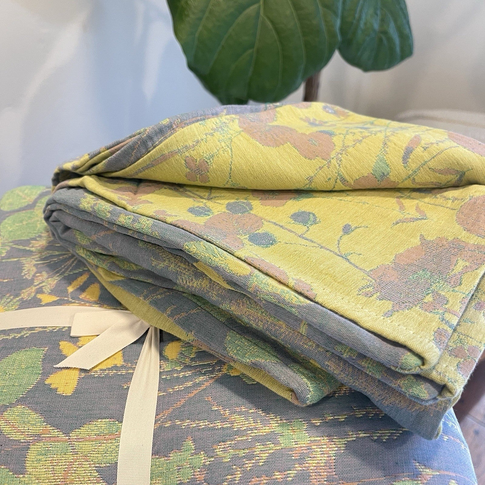 NEW Anthro Blue Green Floral Reversible King Size Bedspread Blanket Sham Set