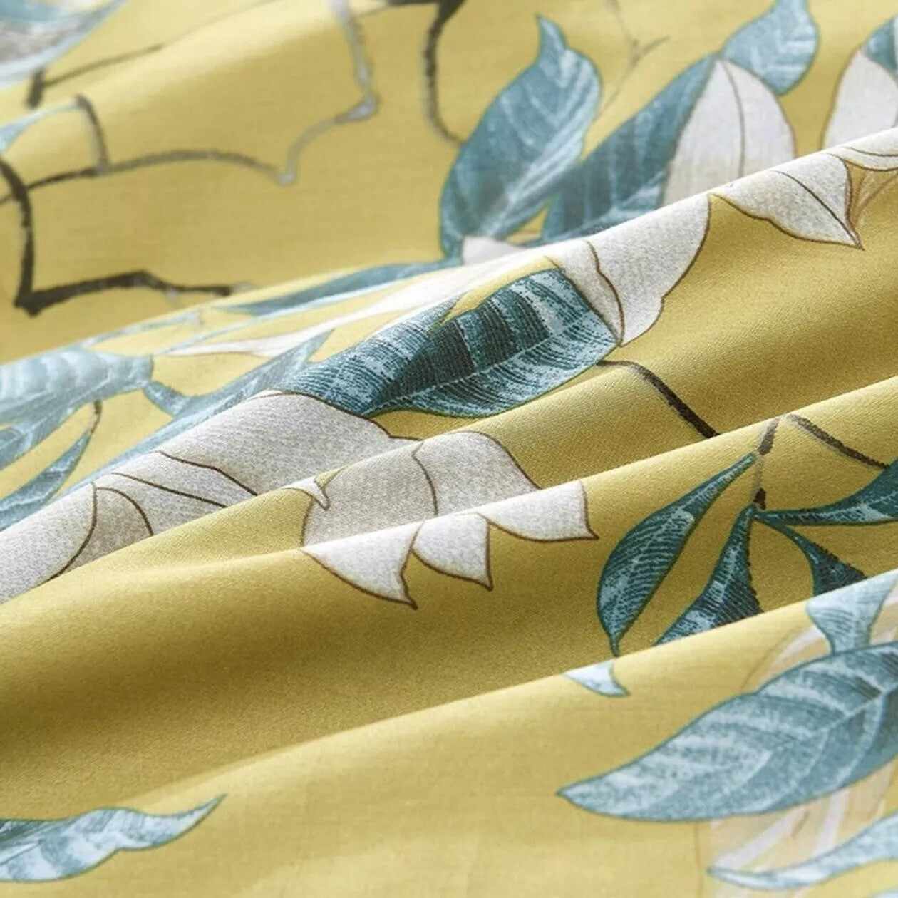NEW Anthro Yellow Boho Queen / King Size Bird Bedding Duvet Floral Sham Case Set