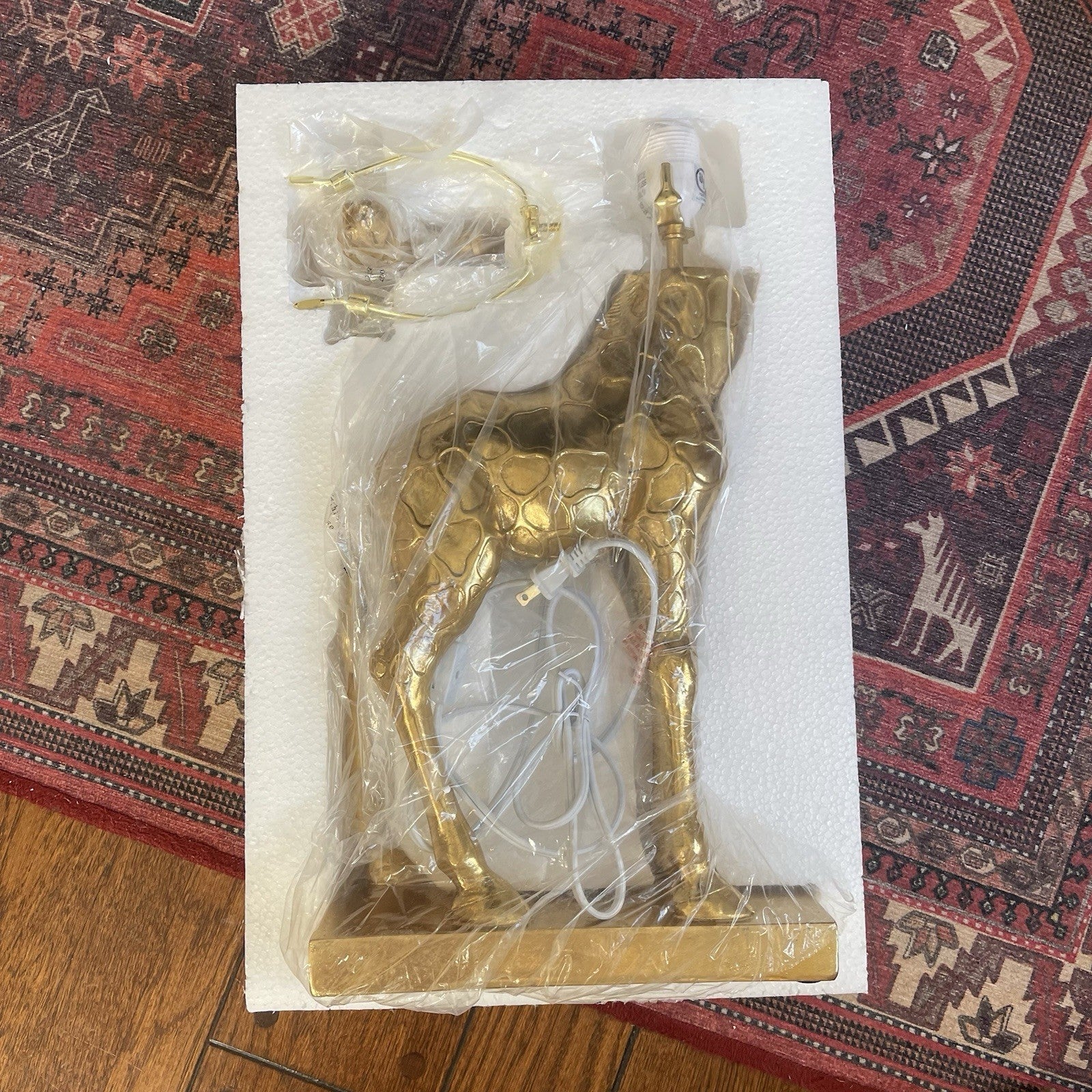 NEW Anthropologie Large Gold Boho Giraffe Table Lamp Lighting Art Deco Set - 26"