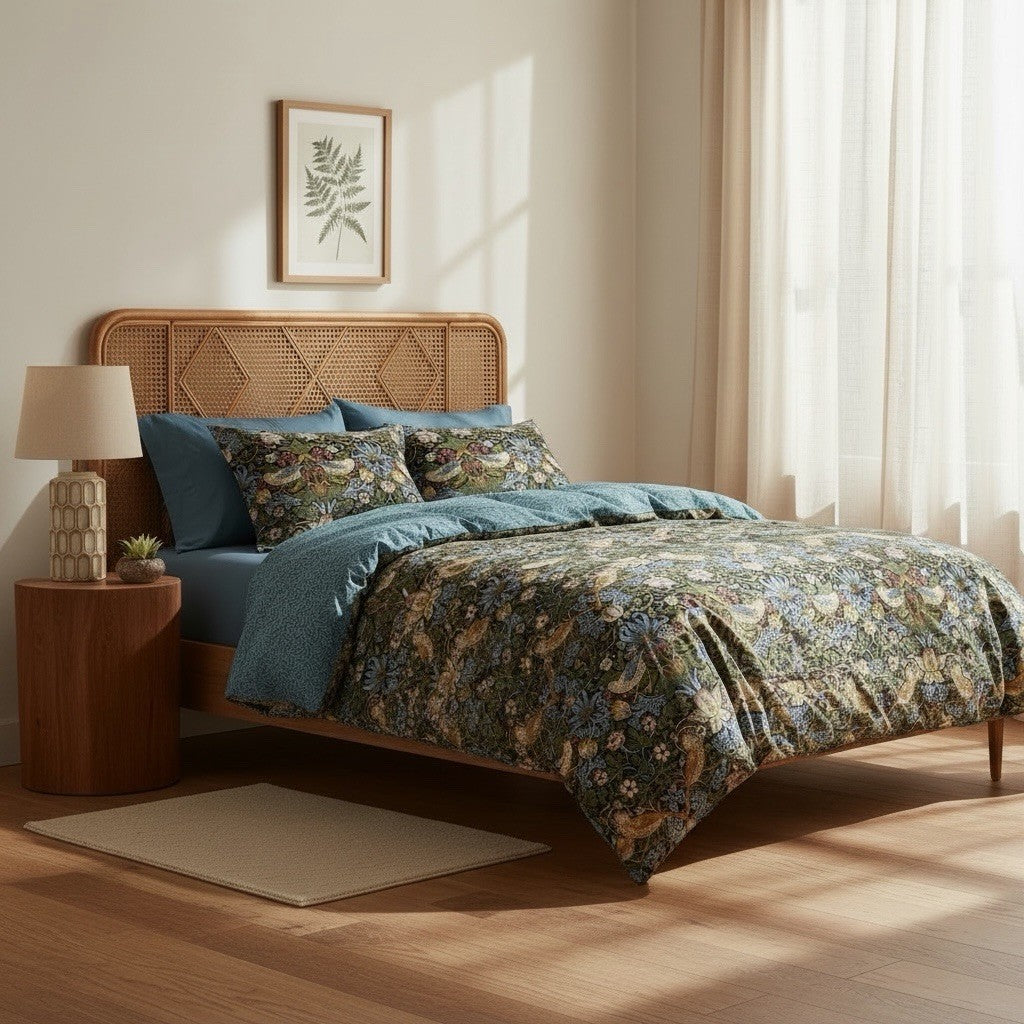 NEW Anthropologie Multicolor Bird Boho Print Queen King Bedding Duvet & Sham Set