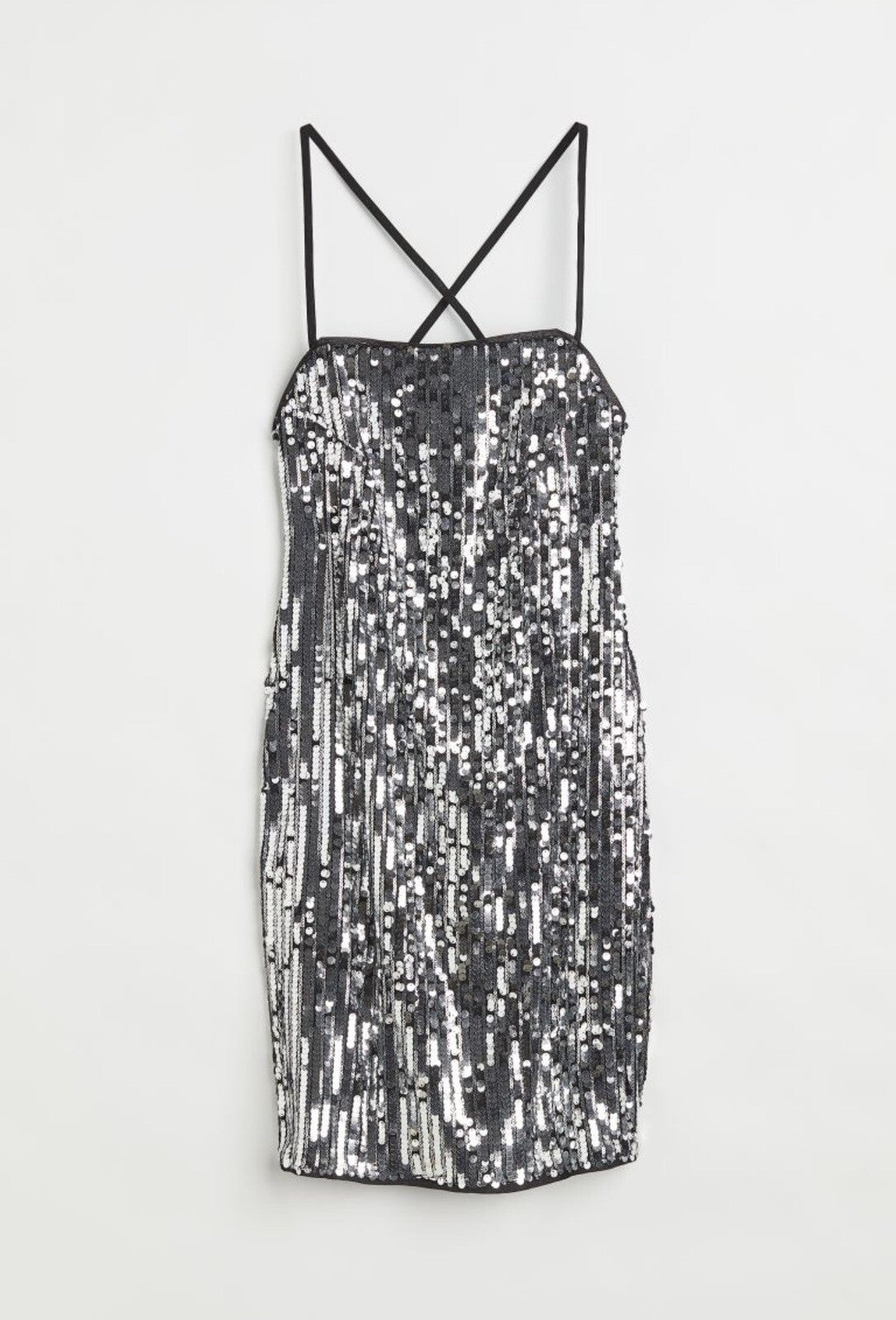 New Anthropologie Silver Sequin Stretch Mini Cocktail Dress Party Gown - Small