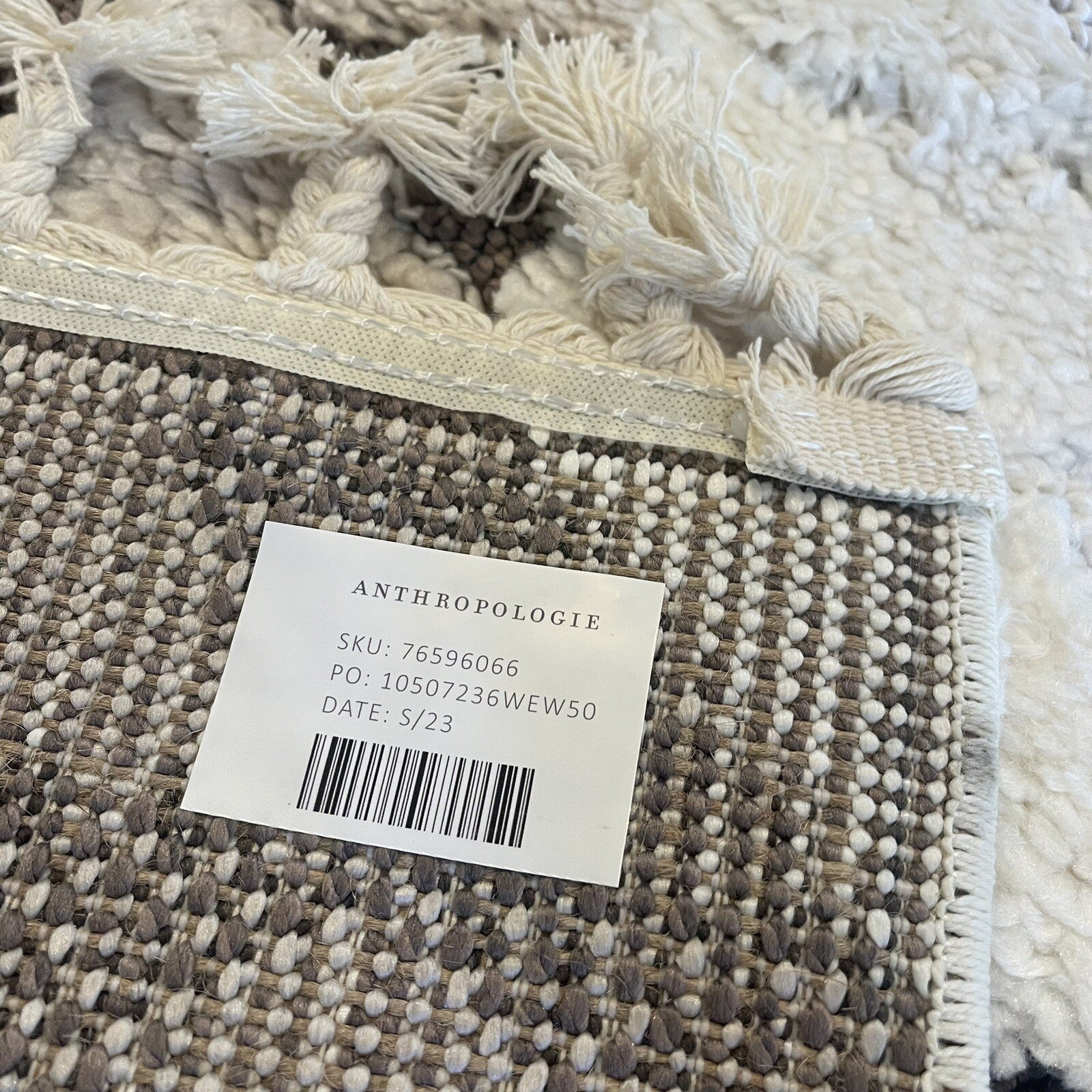 NEW XL White Boho Tassel Geometric Shag Area Rug Carpet 5' x 7.5'