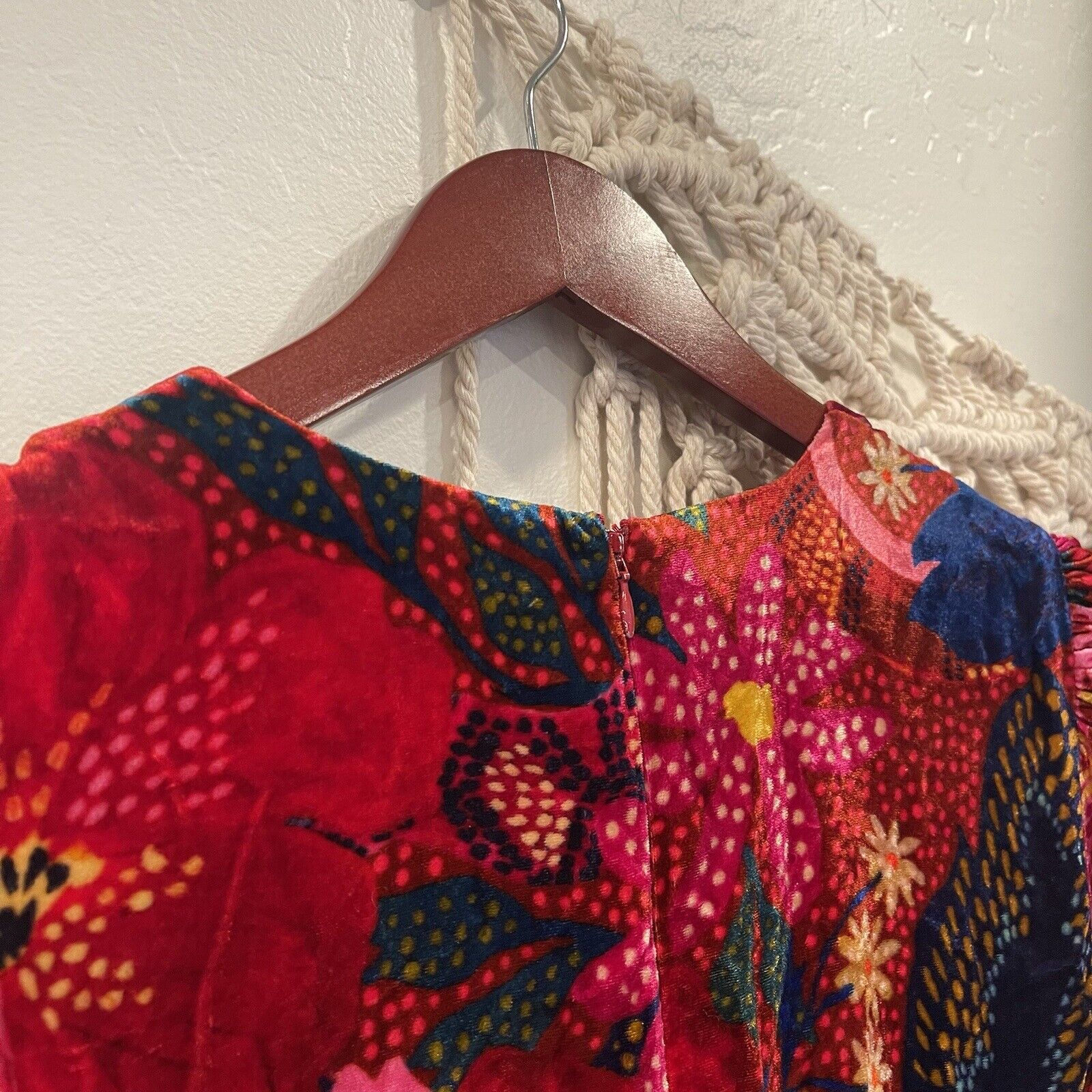 FARM Rio Velvet Red Floral Print Snake Garden Boho Jumpsuit - Size Large