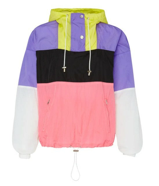 Free People / ASTR Neon Retro Sawyer Windbreaker Jacket Sweatshirt | Size Large