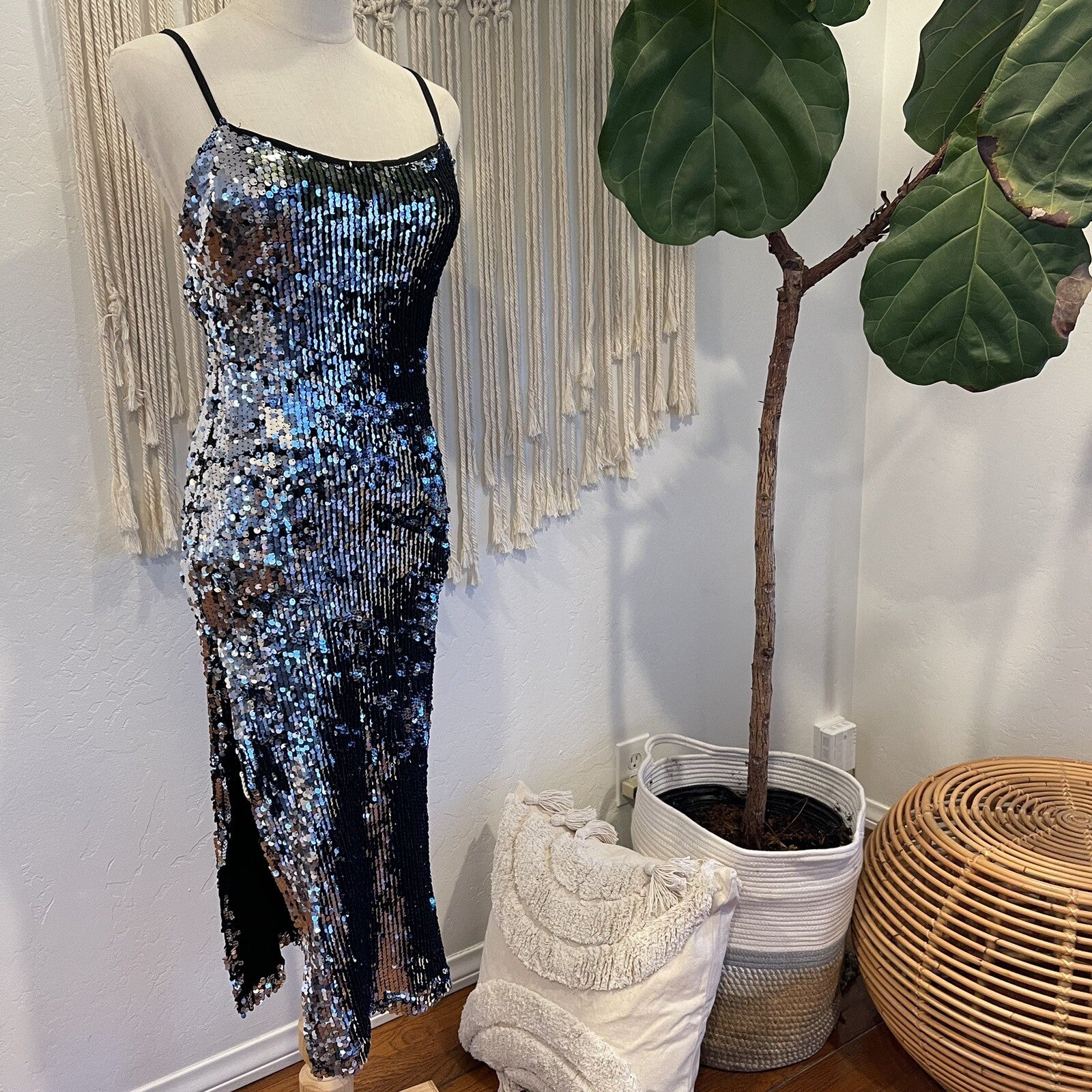 Anthropologie / Cosmopolitan DTP Blue Sequin Party Cocktail Dress - Size Medium