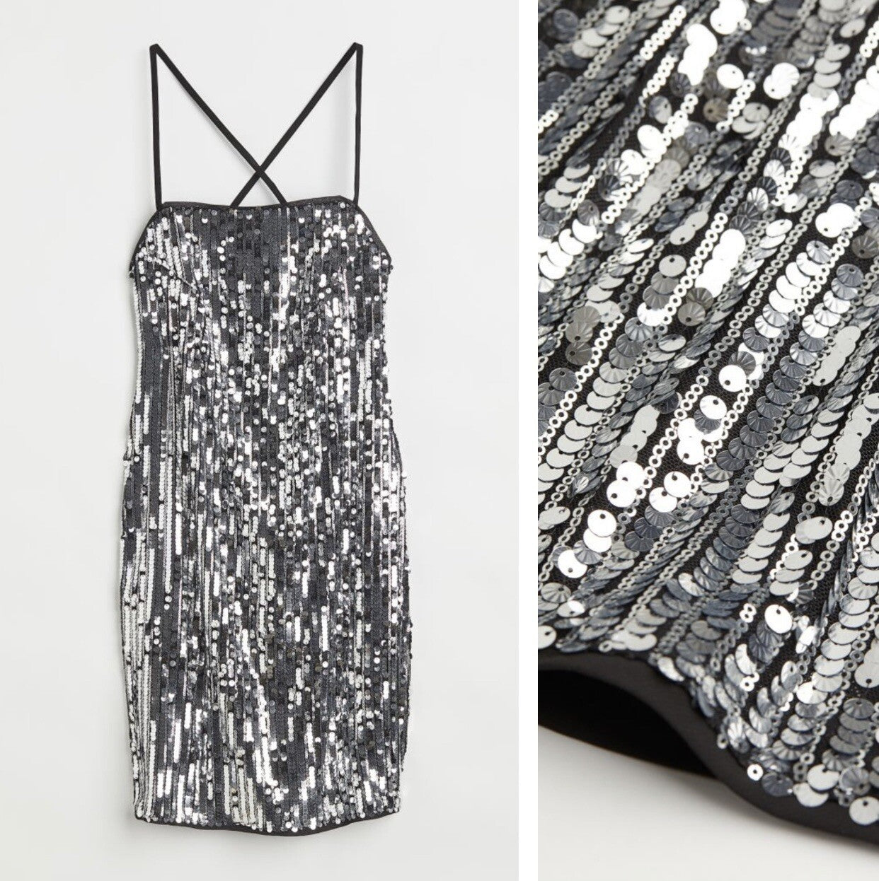 New Anthropologie Silver Sequin Stretch Mini Cocktail Dress Party Gown - Small