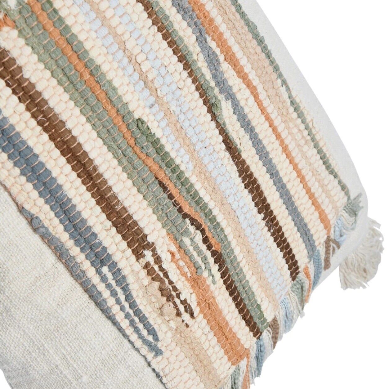 NEW Anthropologie Boho Tassel Woven Knit Lumbar Throw Pillow & Insert - 16 x 24