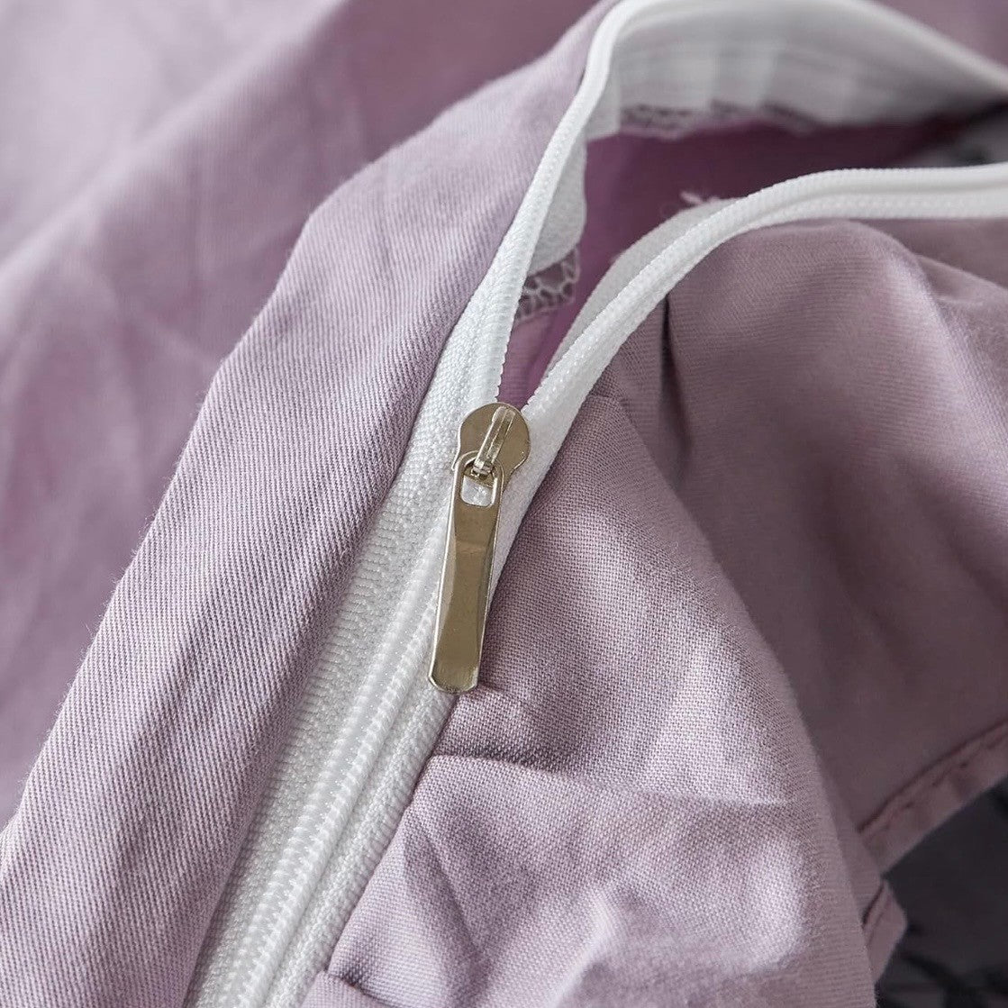 NEW Anthro Lavender Floral Ruffle Queen / King Cotton Bedding Duvet & Sham Set