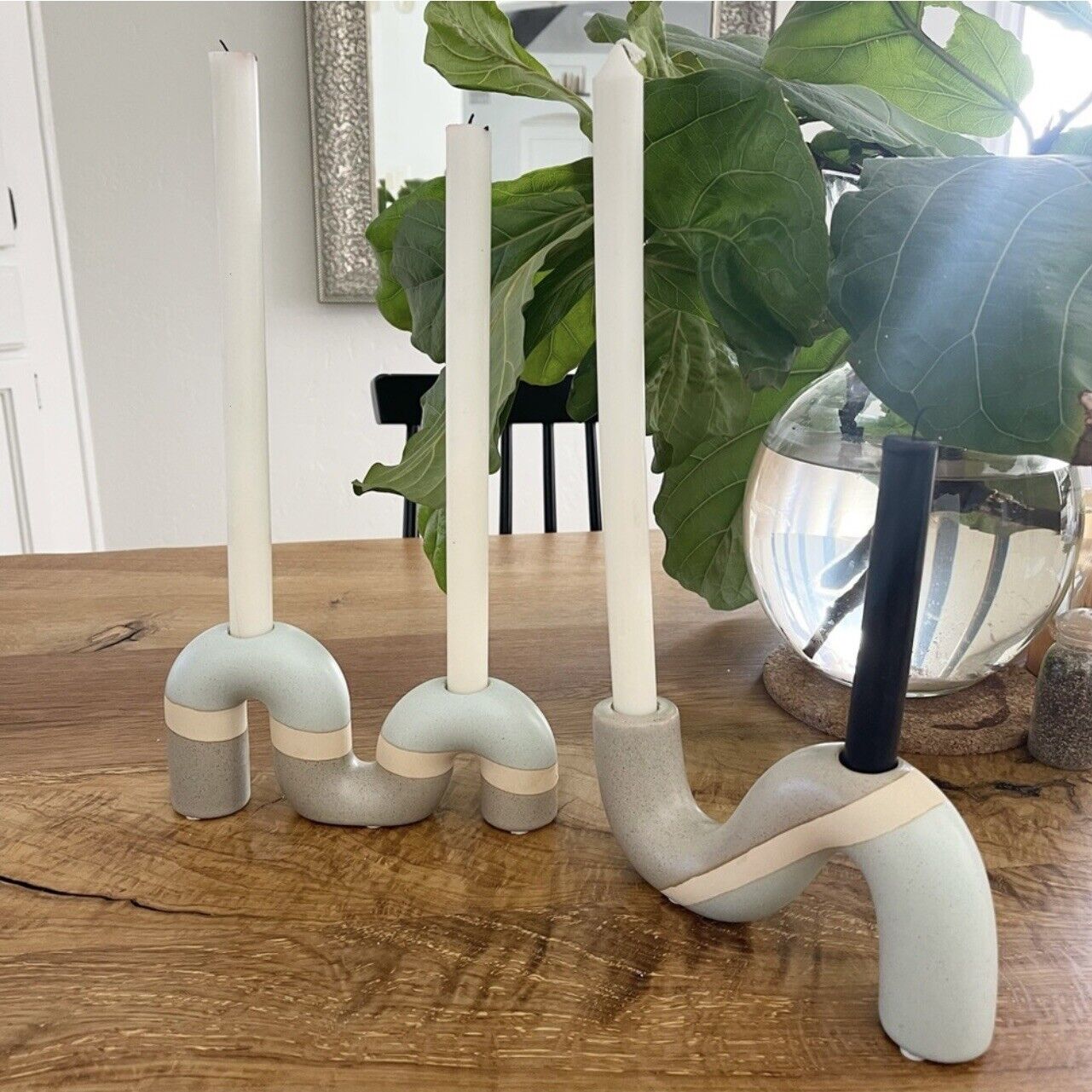 NEW Anthropologie Boho Tapered Candlestick Candle Holder Candelabra - Set of 2