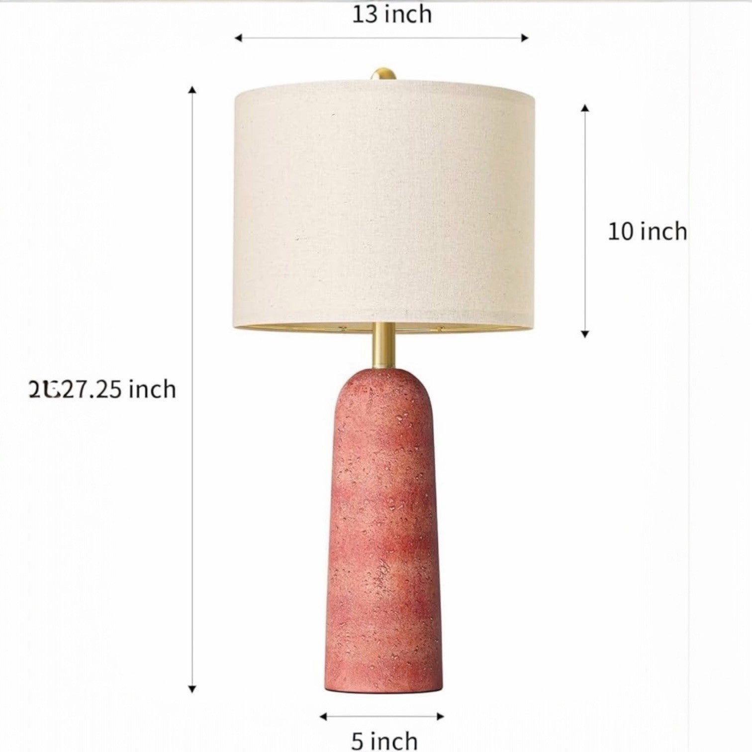 NEW Anthropologie Set of 2 Pink Resin Stone Boho Table Lamps Linen Lighting 27"