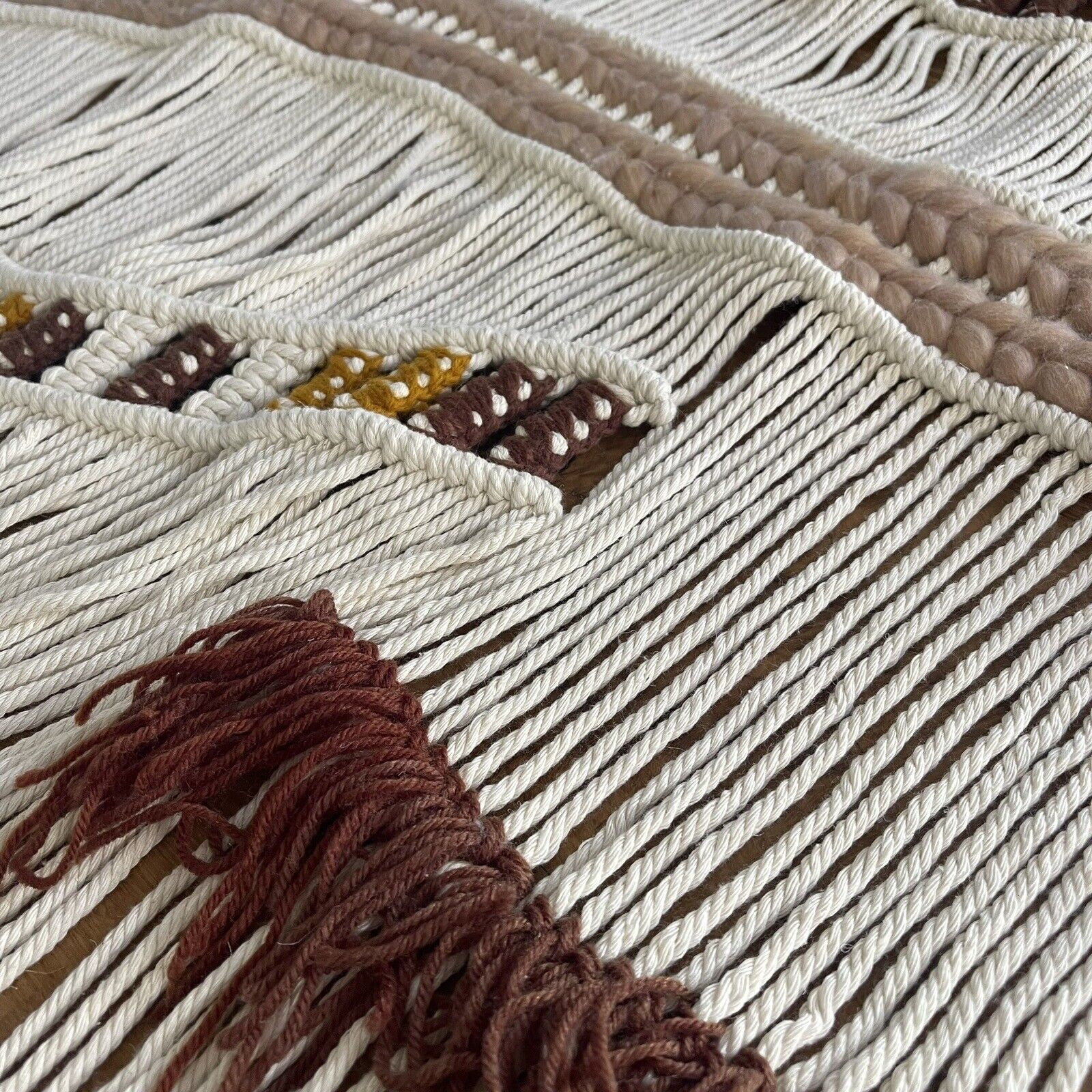 Anthropologie XL Boho Tapestry Macrame Woven Dyed Yarn Tassel Wall Hanging - 48"