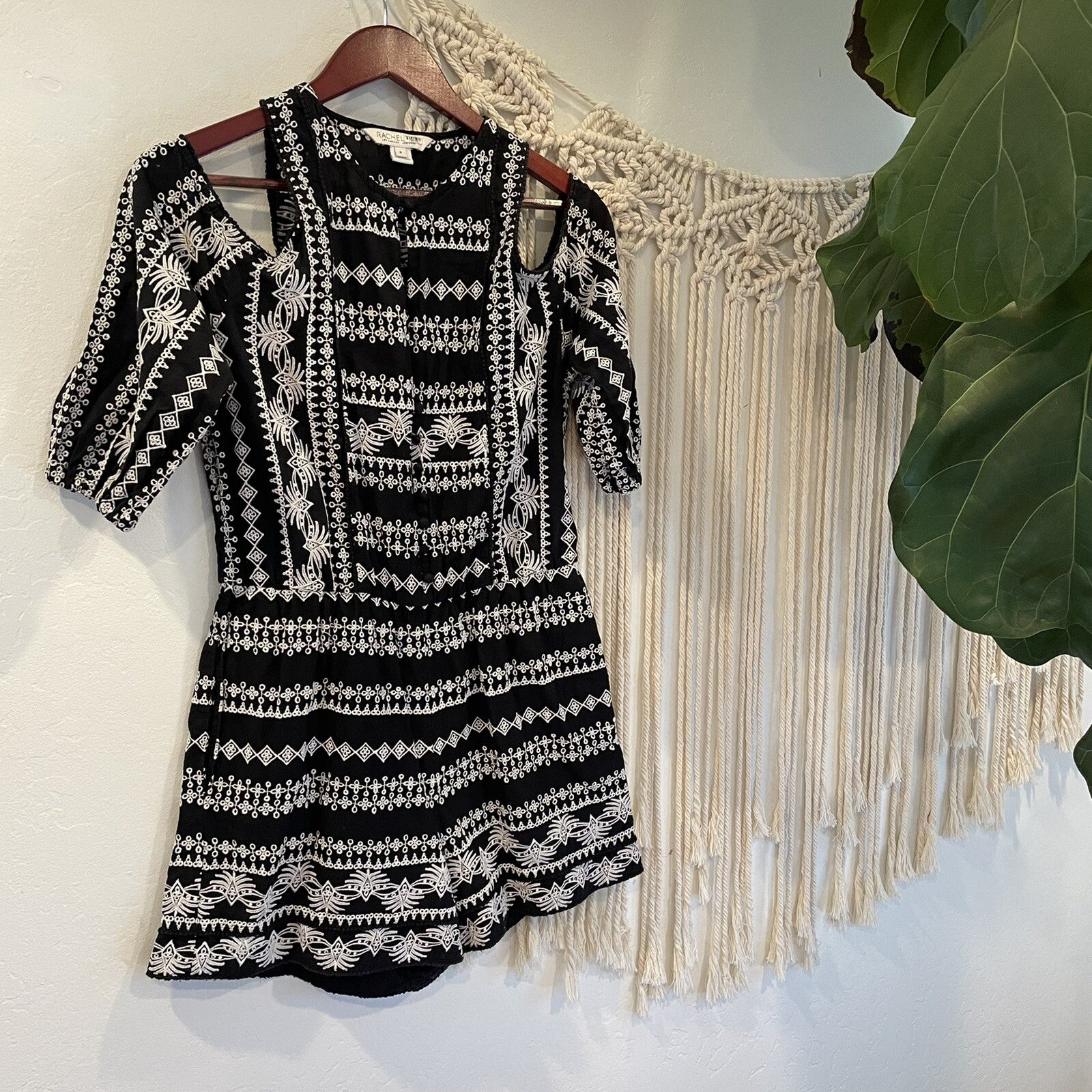 Free People / Rachel Zoe Black Embroidered Romper - Size 6 / Medium | $385