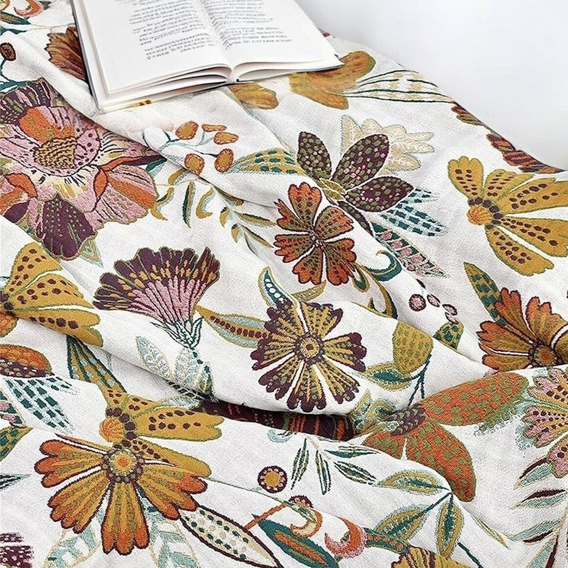 NEW Anthropologie Boho Floral Reversible Queen Blanket Bedspread Quilt 90" x 98"