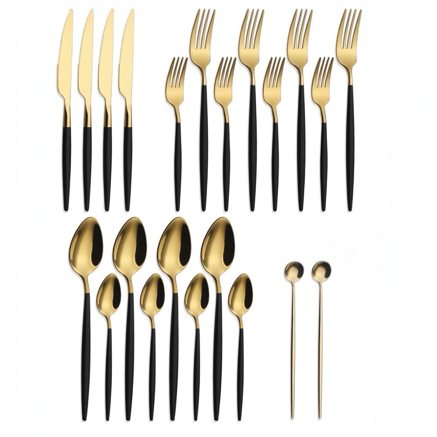 NEW West Elm 20 Piece Luxury Silverware Set for 4 Gold & Black Handle Stainless