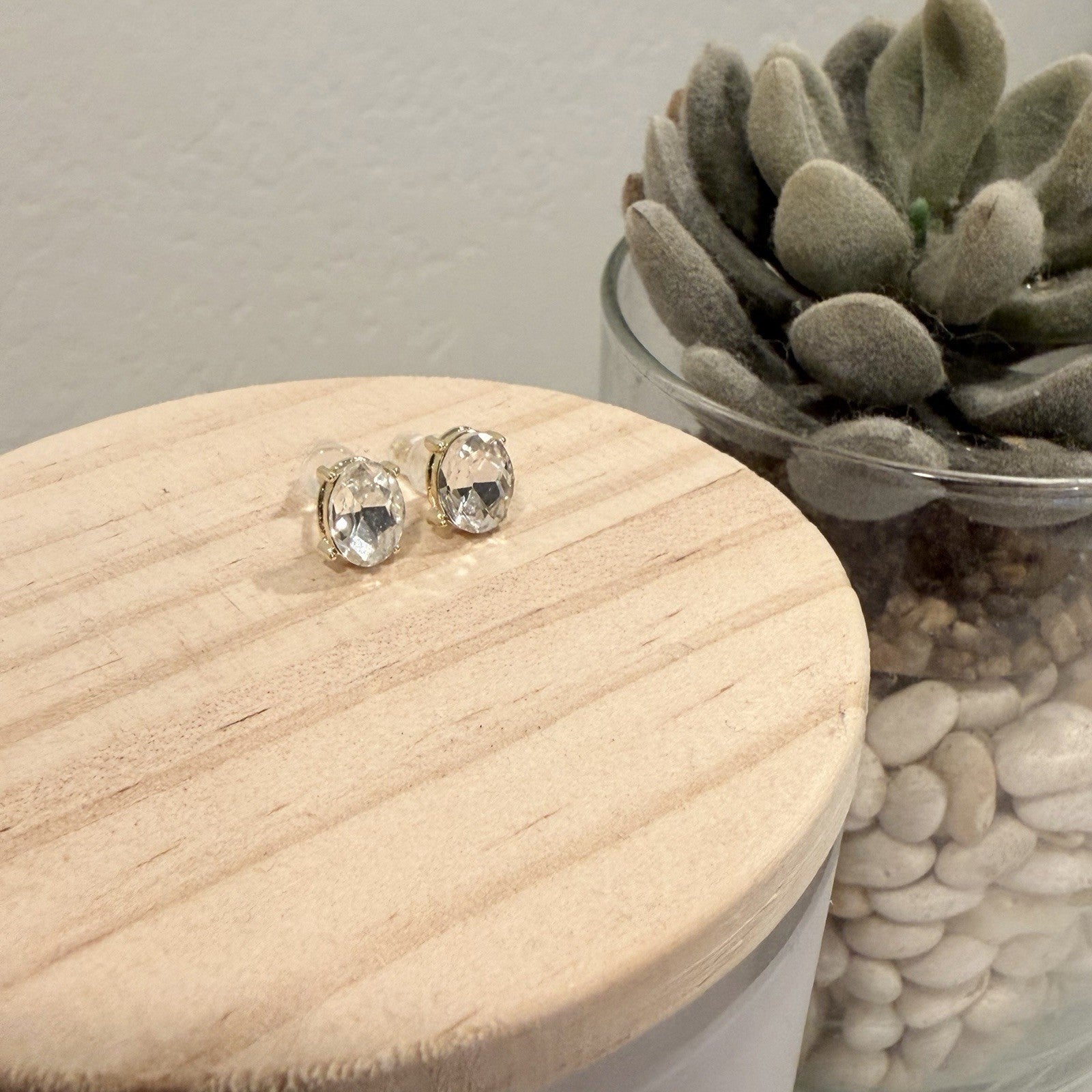 NEW Anthropologie Diamond & Gold Cubic Zirconia Stud Studs Earrings Jewelry