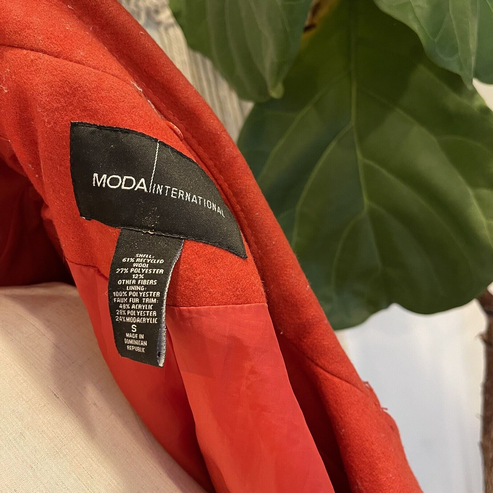 Victoria's Secret / Moda International Red Wool Trench Coat Jacket | Size Small