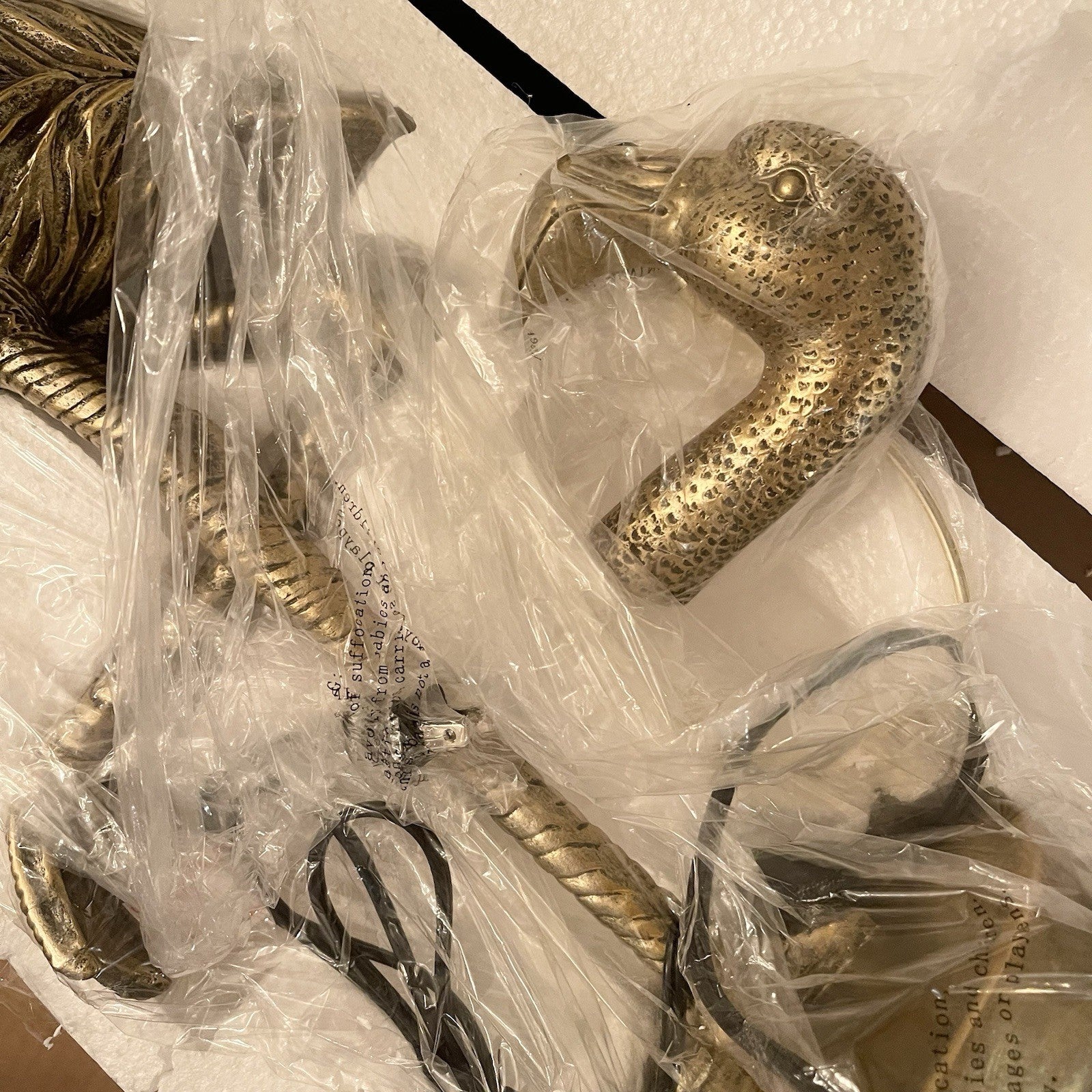 NEW Anthropologie Large Gold Boho Flamingo Table Lamp Lighting Art Deco - 32"