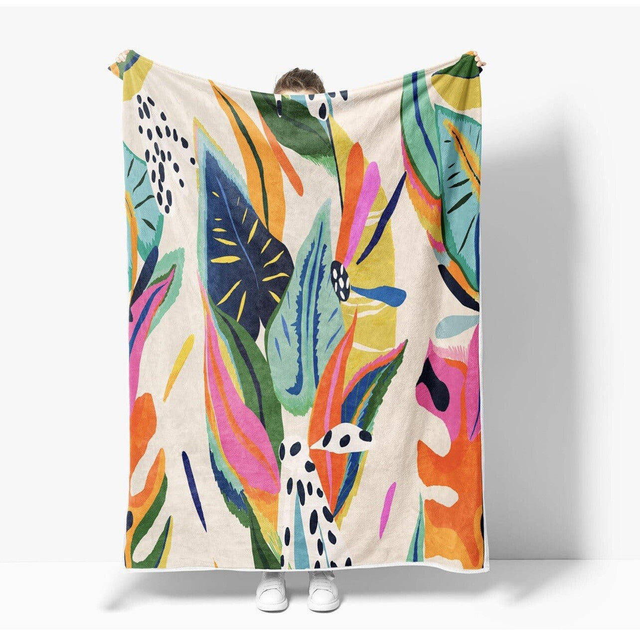 New Anthropologie Boho Abstract Fleece Throw Blanket Bedspread Bedding 50" x 60"