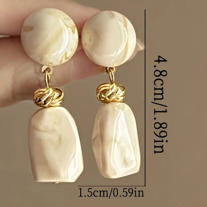 NEW Anthropologie Brown Resin & Gold Plated Chunky Boho Dangle Earrings Jewelry