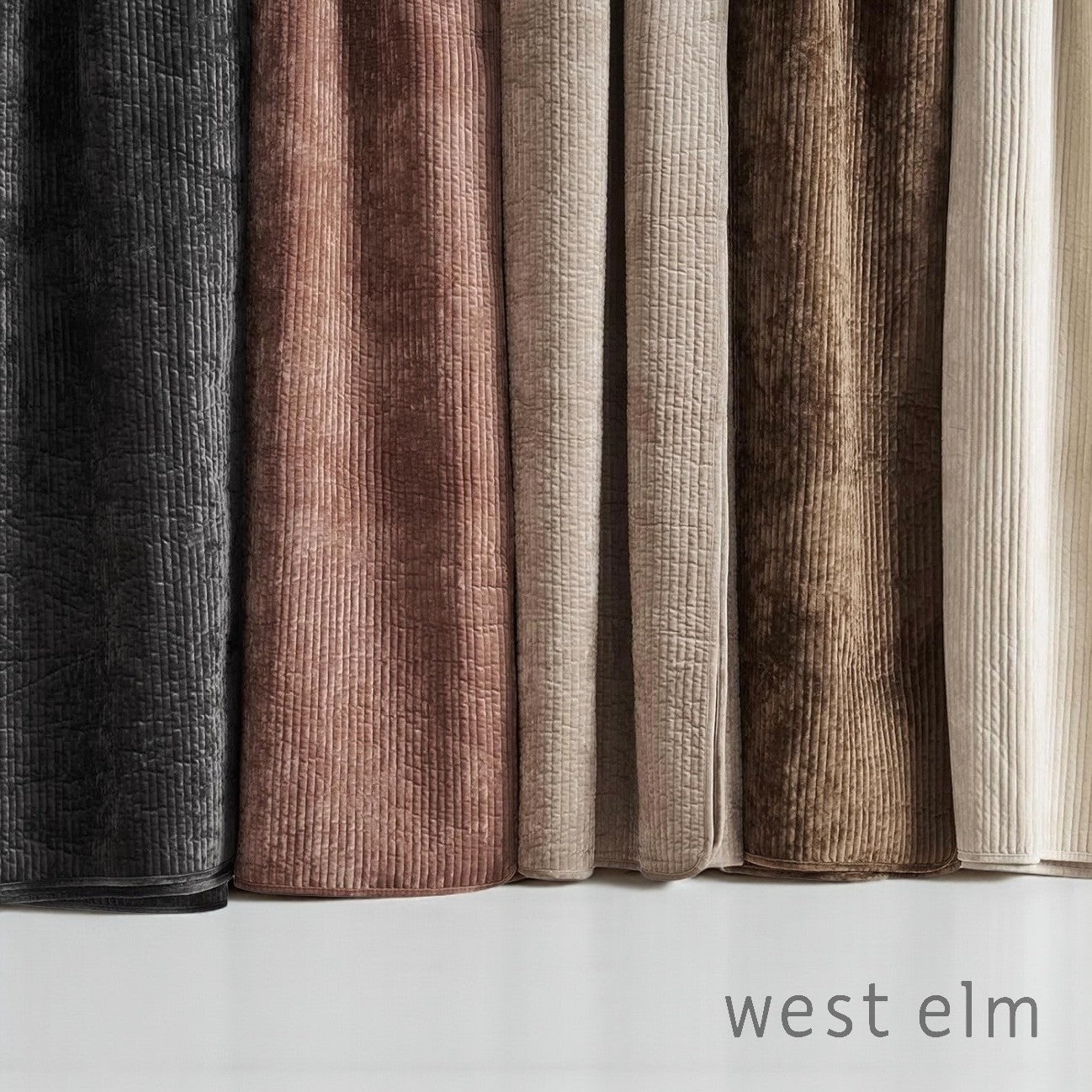 NEW West Elm Velvet Terracotta Clay Queen / King Bedding Comforter & Sham Set