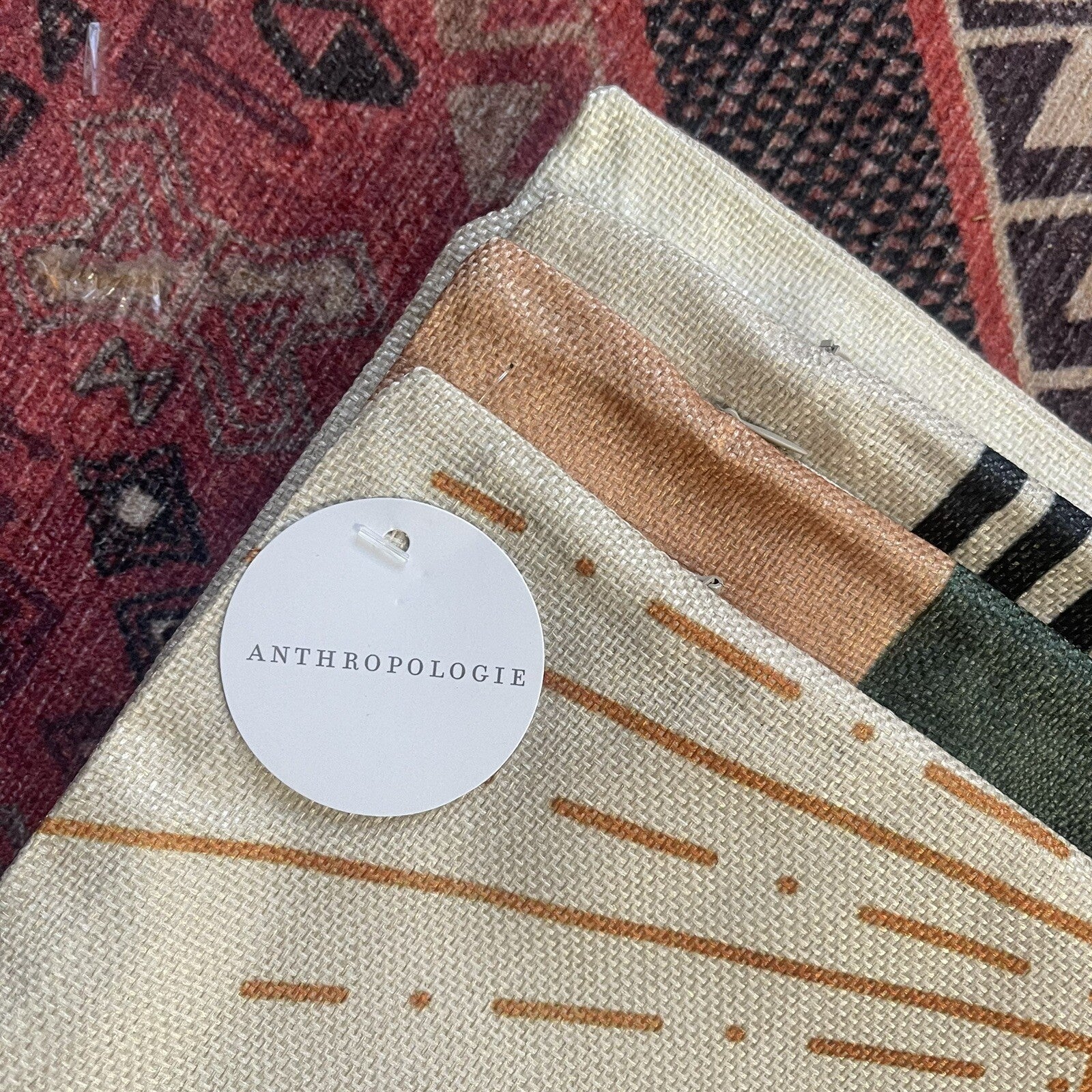 NEW Anthropologie (Set / 4) Boho Abstract Throw Pillow Cover Case Sham 18" x 18"