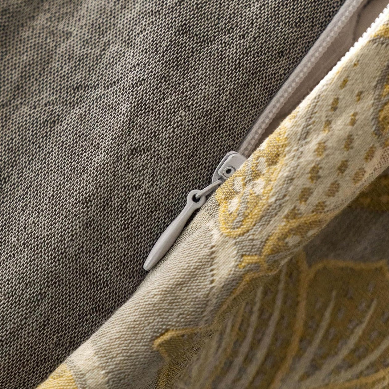 NEW Anthro Yellow Floral Jacquard Queen / King Cotton Bedding Duvet & Sham Set