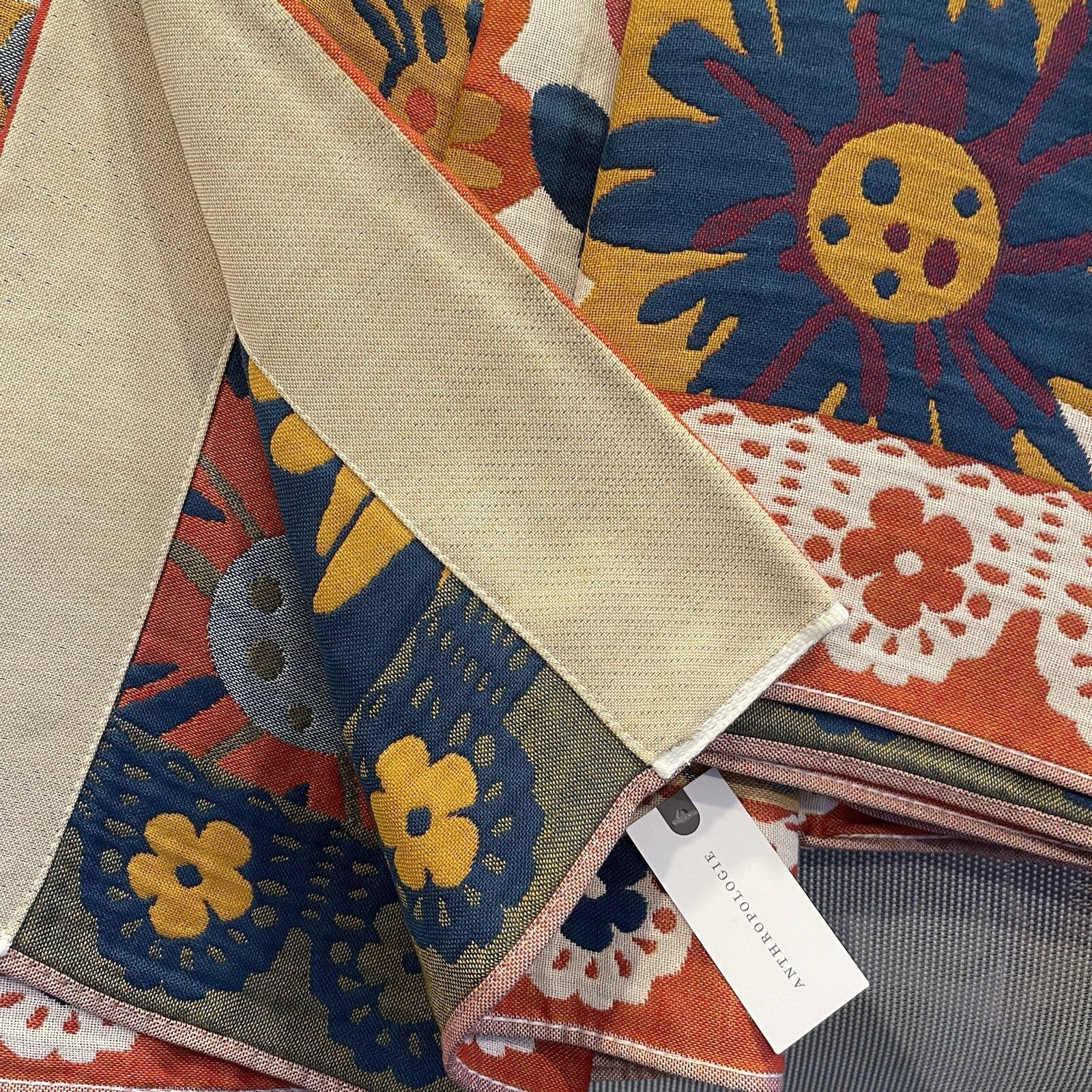 NEW Anthropologie XL Boho Floral Reversible Blanket Bedspread Quilt - 80" x 92"