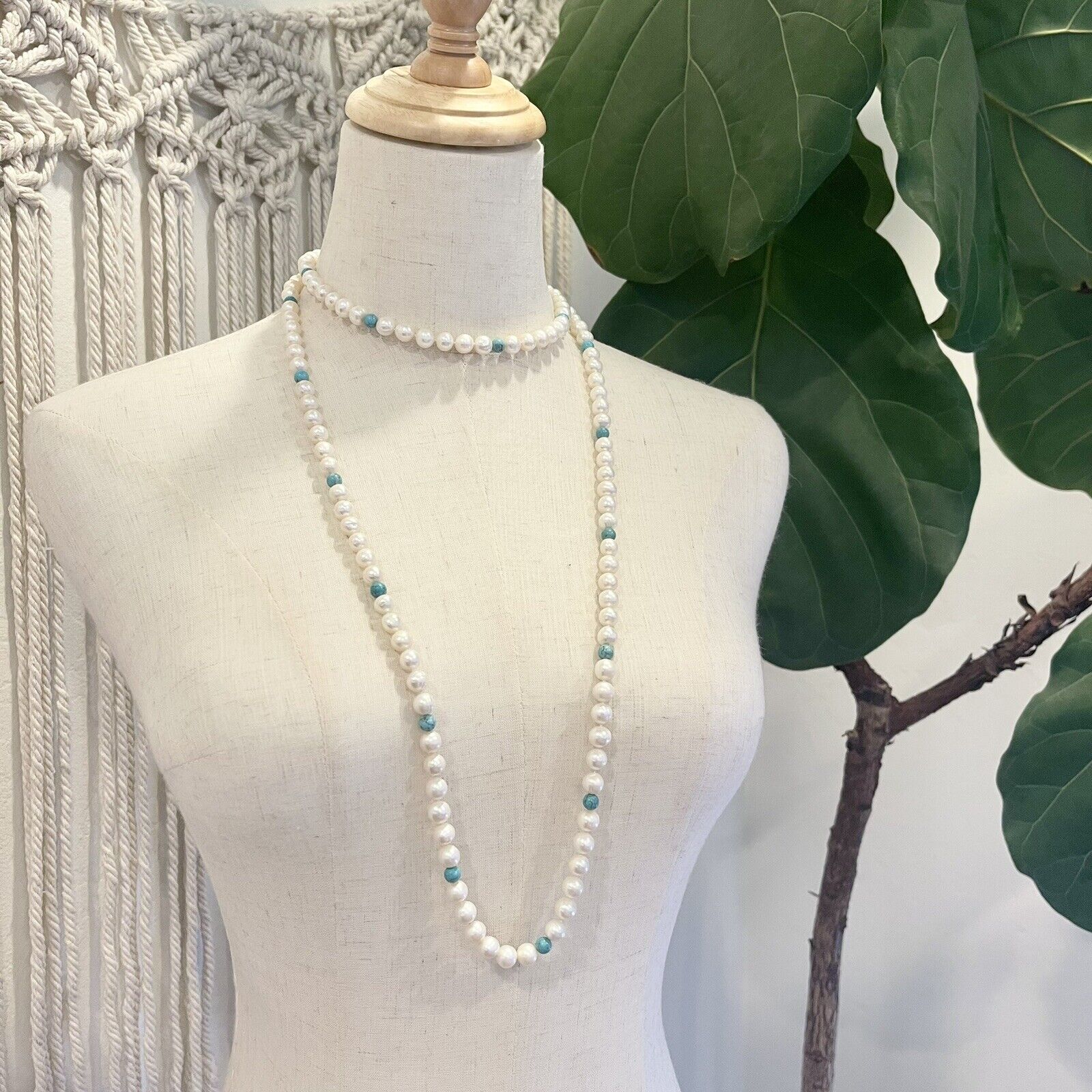 Custom Authentic Freshwater Pearls Opera Length Pearl Necklace & Earrings Set