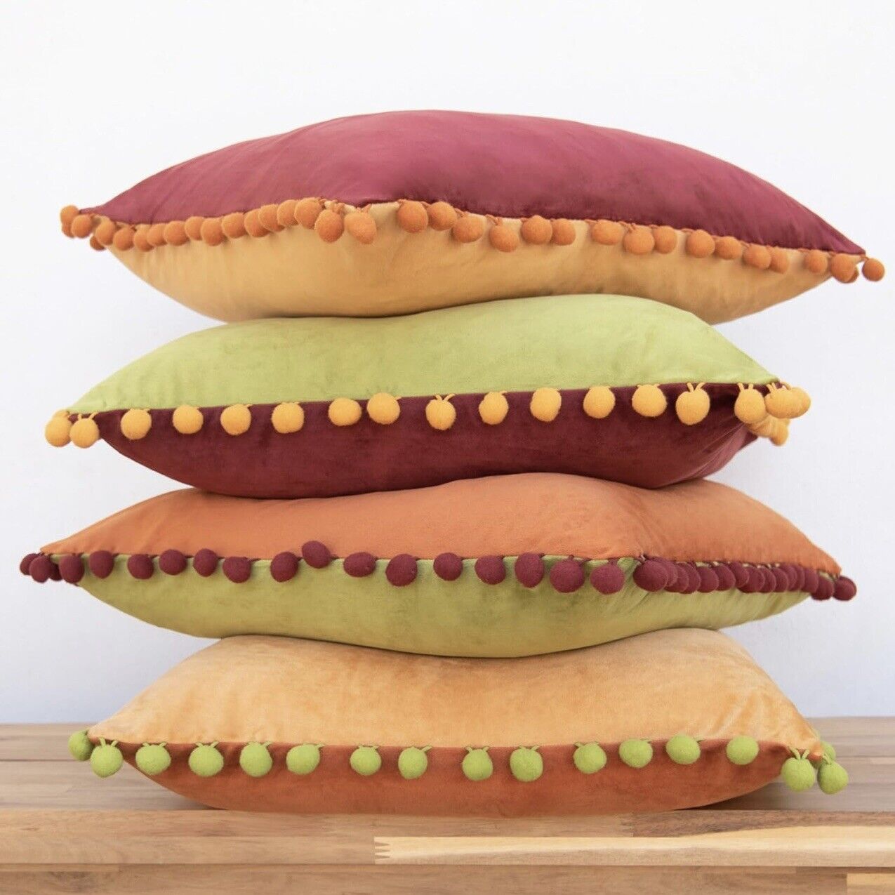 NEW Anthropologie (Set 4) Boho Velvet Throw Pillow Covers Cases Shams 18" x 18"
