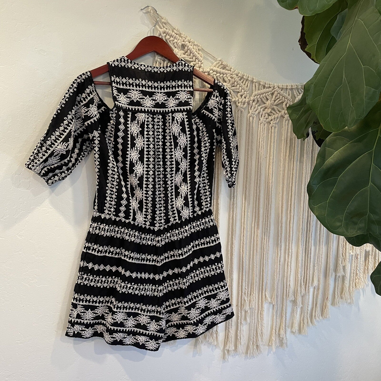 Free People / Rachel Zoe Black Embroidered Romper - Size 6 / Medium | $385