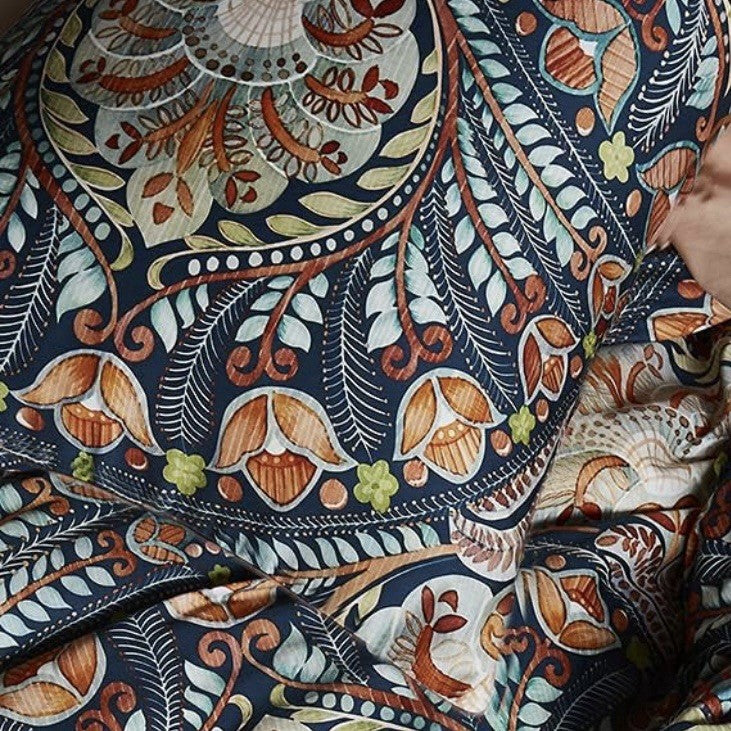 NEW Anthro Paisley Floral Multicolor Boho Queen / King Bedding Duvet & Sham Set