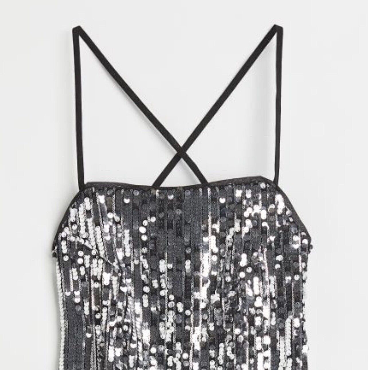 New Free People Silver Sequin Stretch Mini Cocktail Dress Party Gown - Small