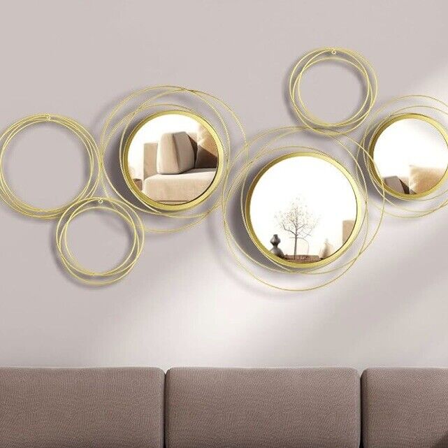 NEW West Elm XL Gold Asymmetrical 6 Piece Mid-Century Modern Wall Mirror Set