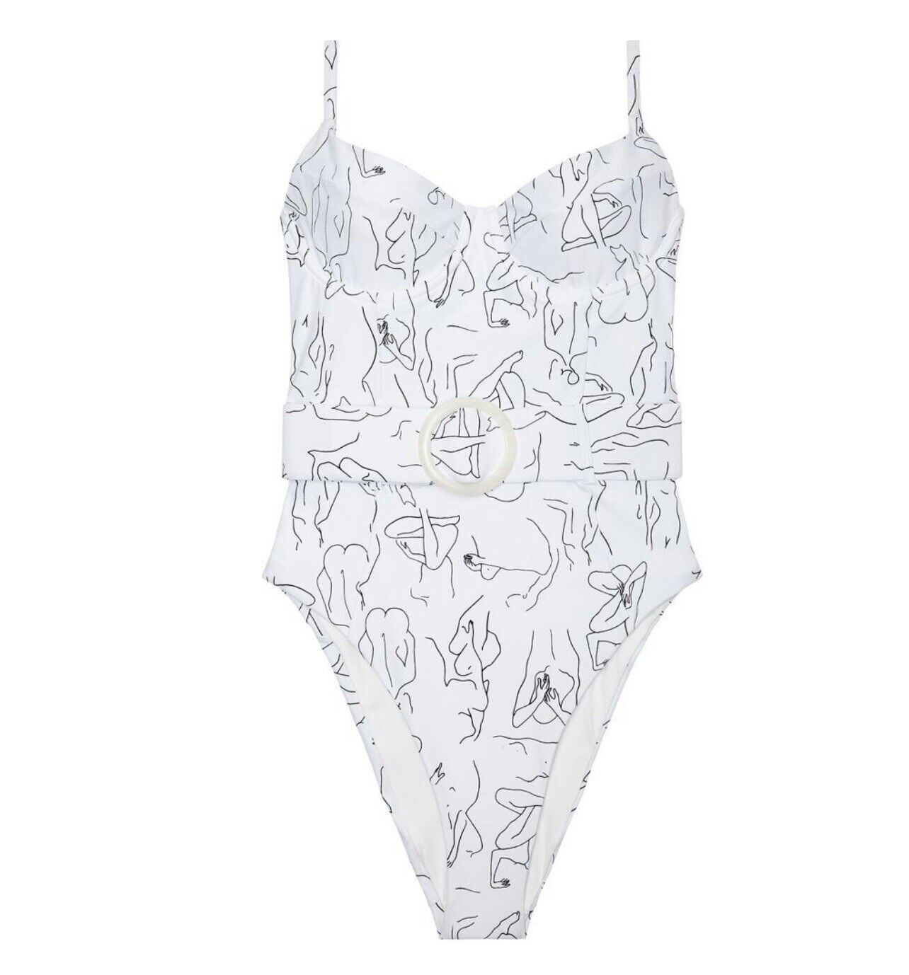 New Free People / WeWoreWhat | White Abstract Graphic One Piece Swimsuit - Large