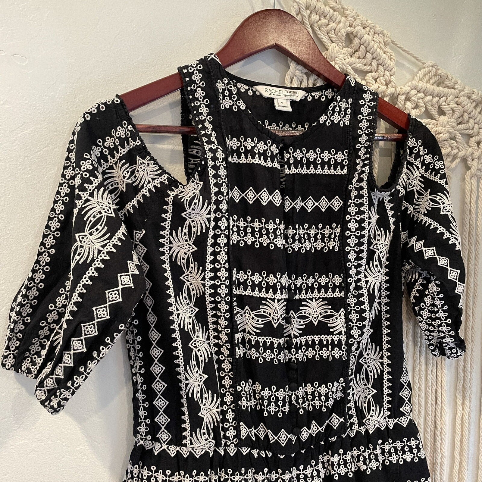 Free People / Rachel Zoe Black Embroidered Romper - Size 6 / Medium | $385