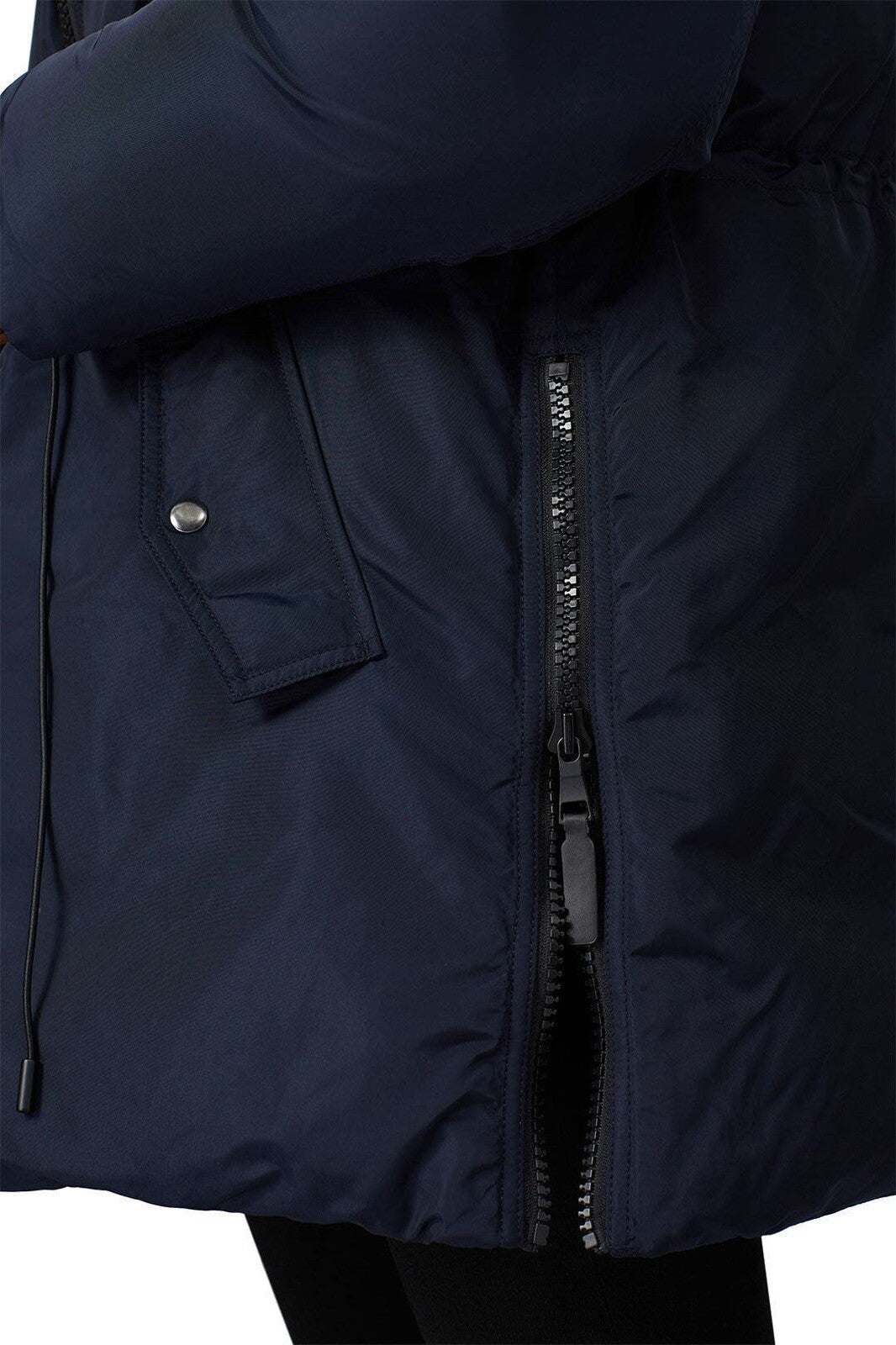 Club Monaco Navy Blue & Black Leander Zip Puffer Jacket Coat Parka - Size Large