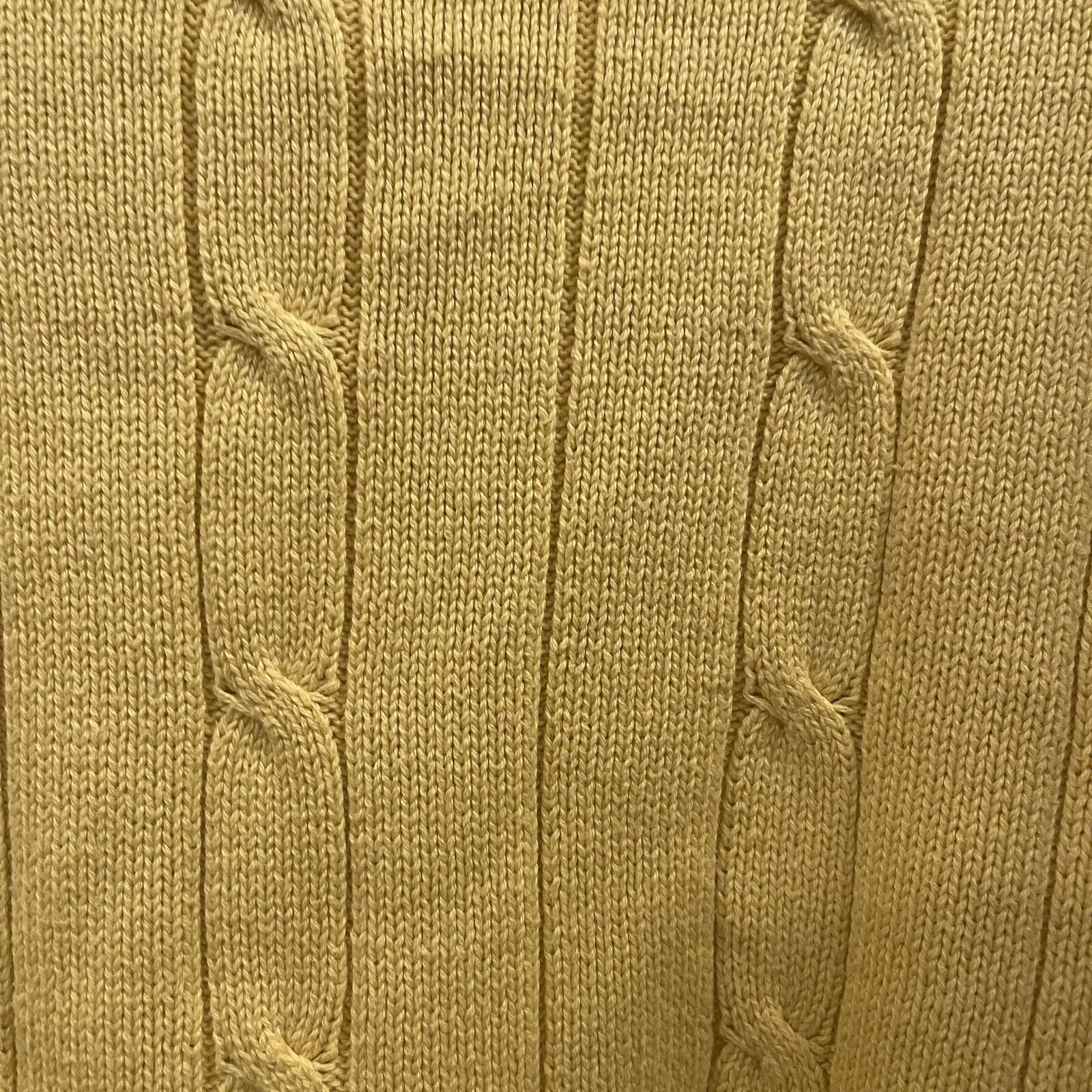 Oscar De La Renta Yellow Cotton Cable Knit Sweater Shirt | Size Large