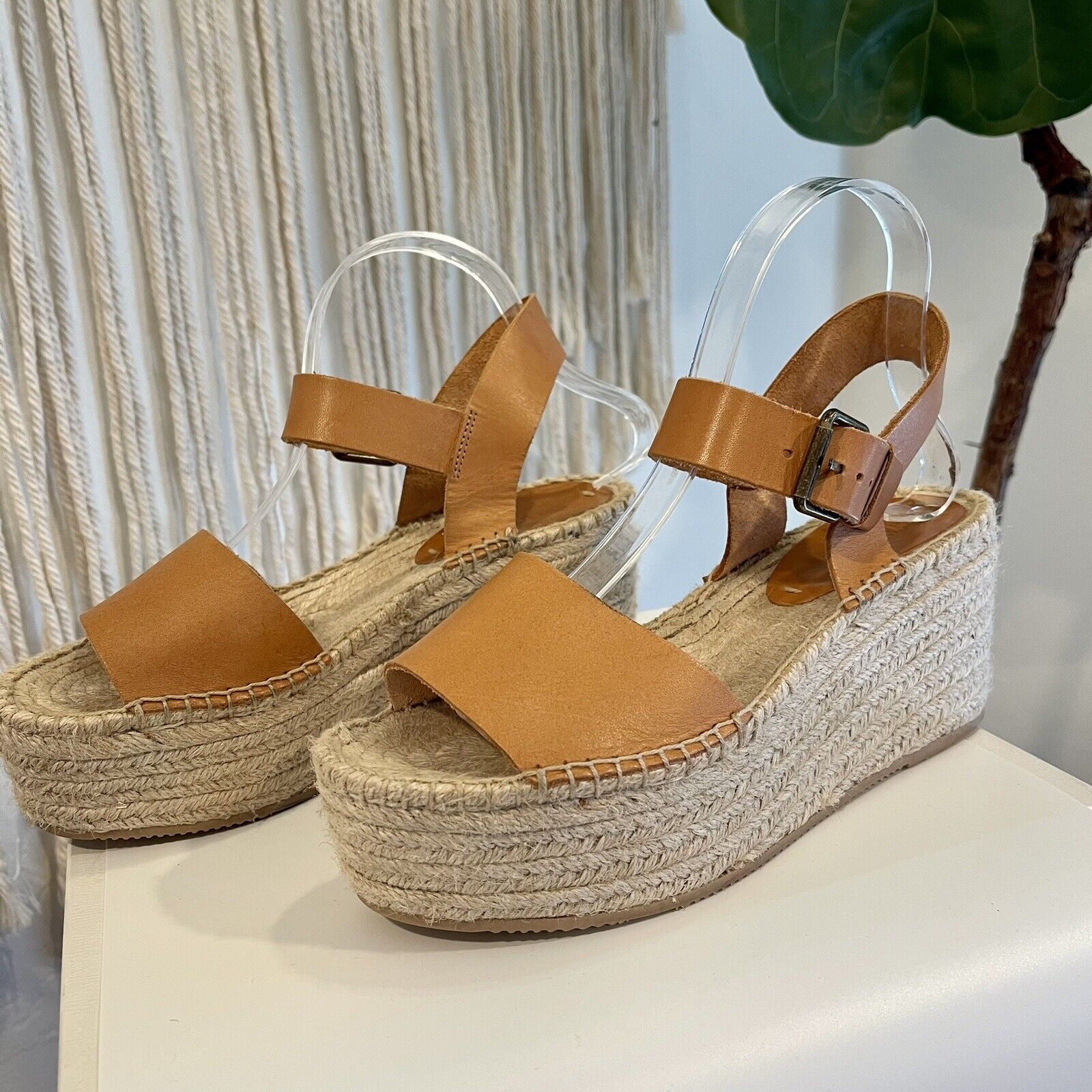 $170 Worn Once SOLUDOS Nude Platform Espadrille Sandals Shoes | Size 39 / 8.5